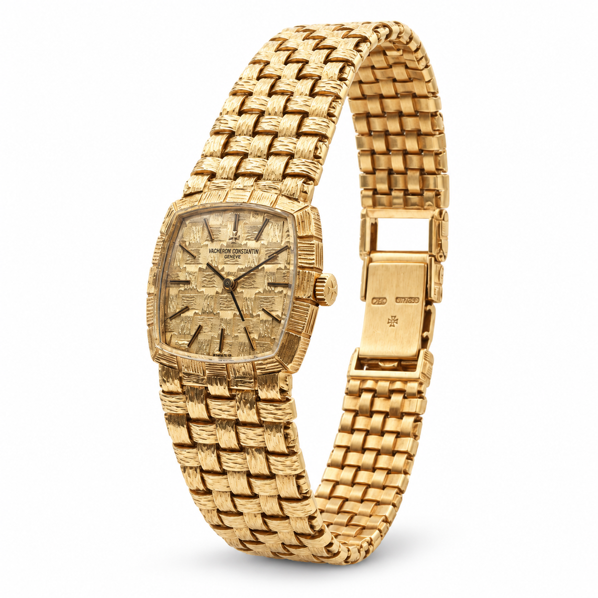 Vacheron Constantin Ref. 7391 18K Yellow Gold Square Basket-Weave Bracelet Watch