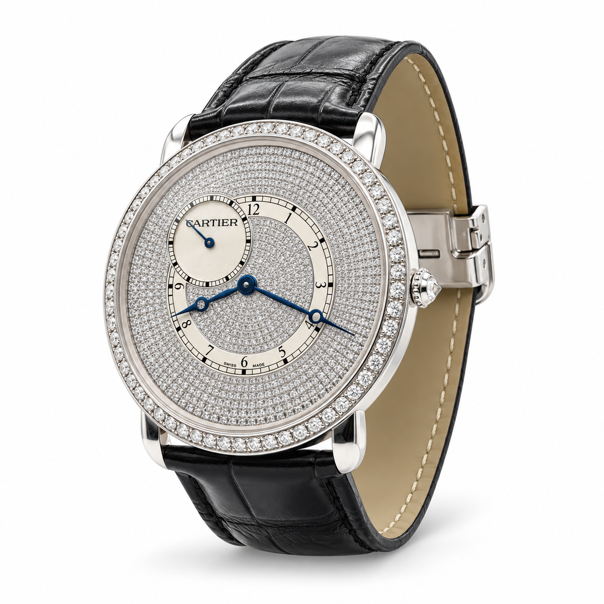 Cartier Ronde Louis Cartier WR007003 42mm 18K White Gold Factory Diamonds