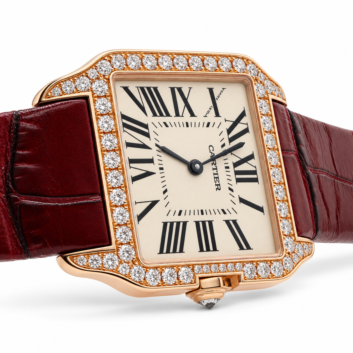 Cartier Santos-Dumont Ref. 2788 18K Rose Gold Factory Diamond Quartz