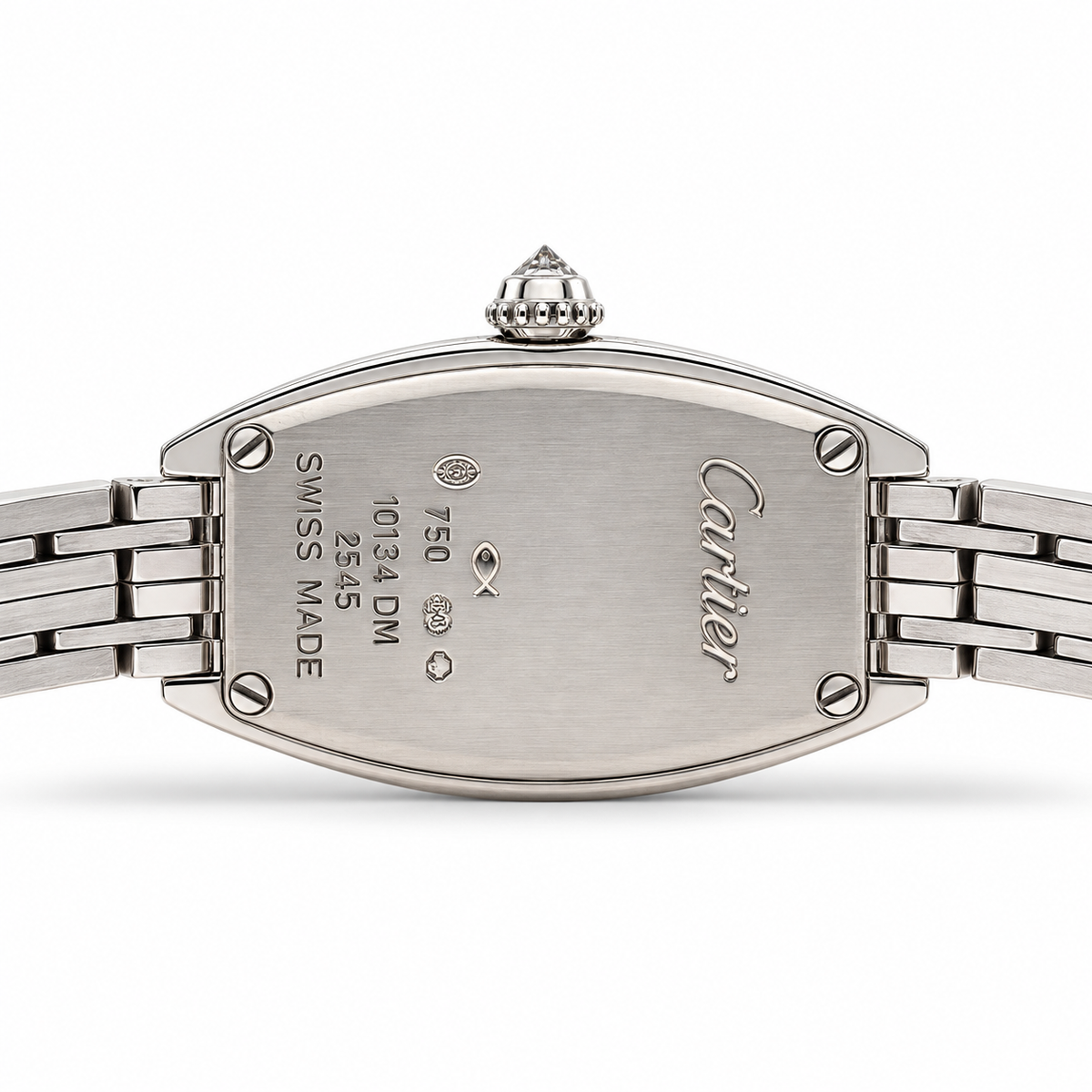 Cartier Lanières Mini Tonneau Ref. 2545 18K White Gold Factory Diamonds