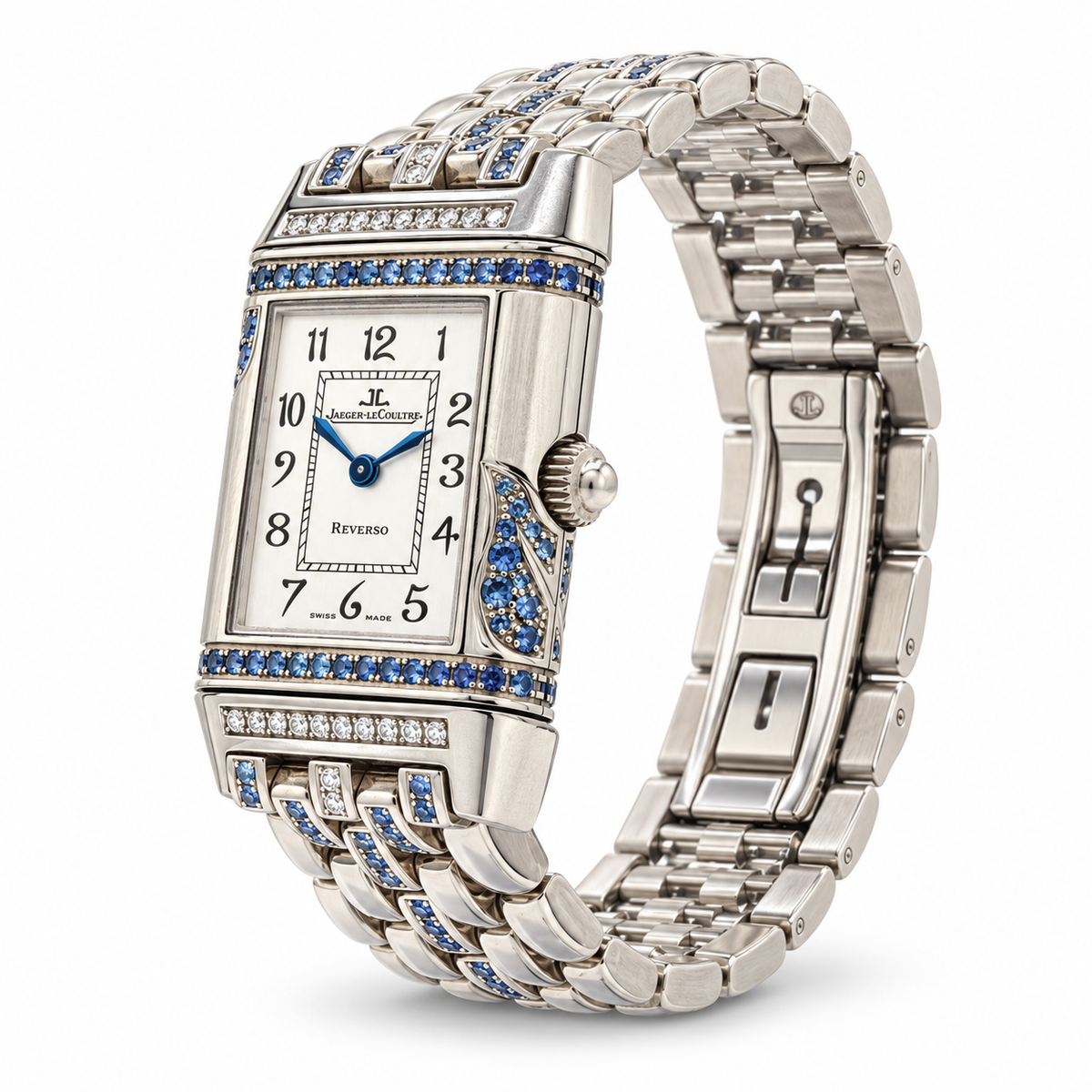 Jaeger-LeCoultre Reverso Florale White Gold Diamond & Blue Sapphire