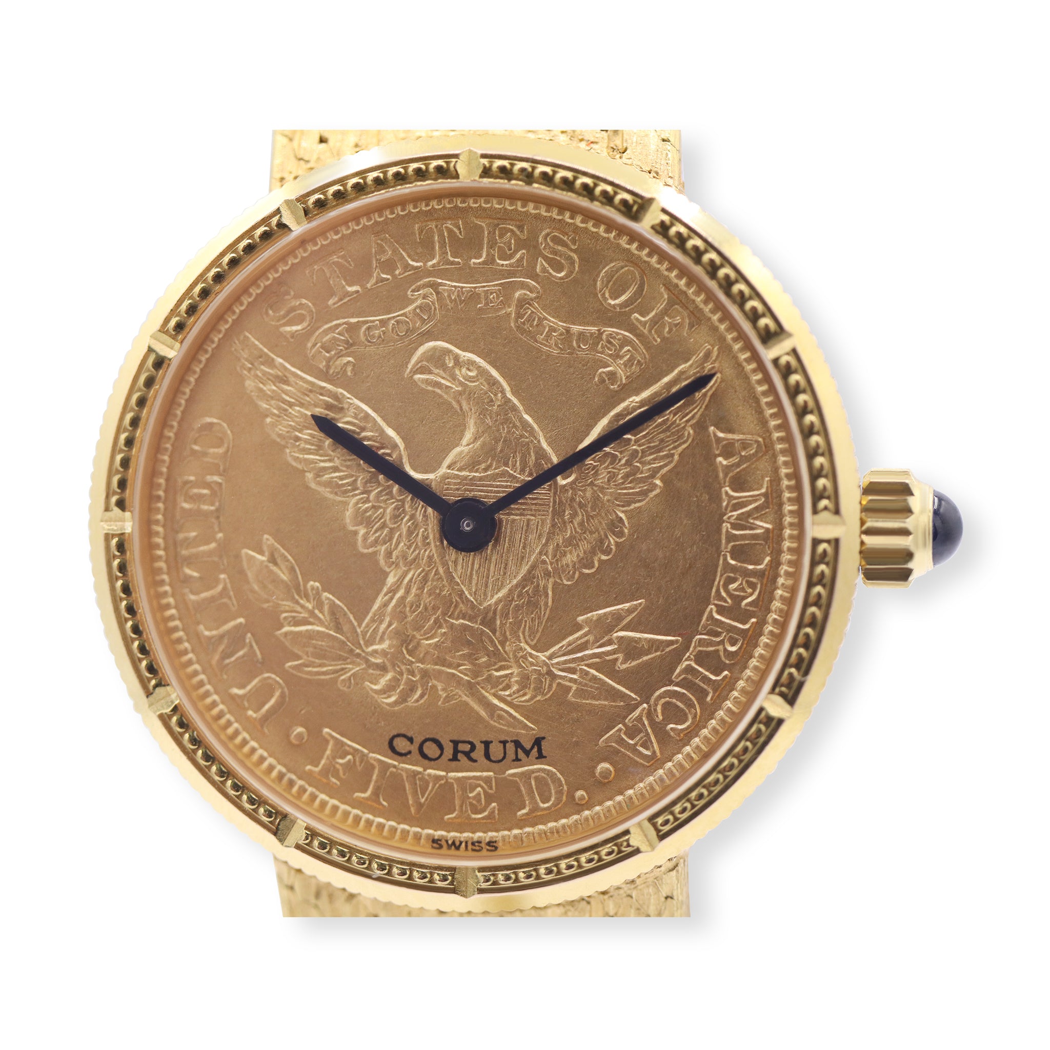 Sold- Corum 22K Gold Yellow Coin Double Swiss U.S. Eagle Mesh Band