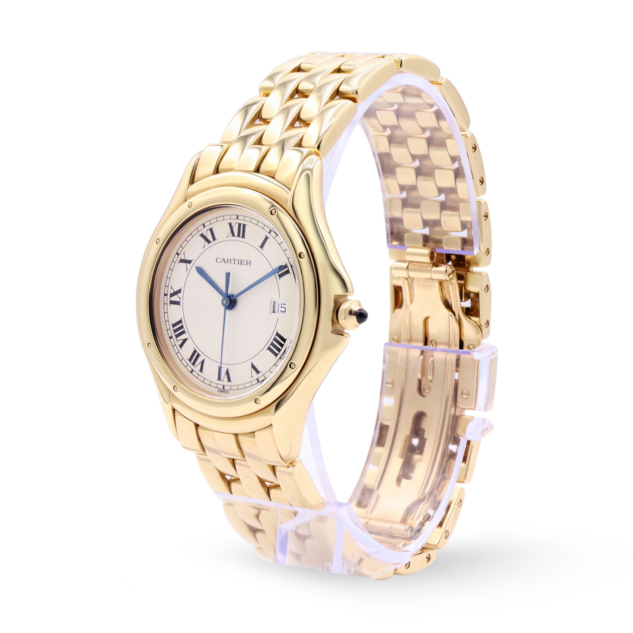 Sold-Cartier Swiss Gold, Off-White Dial Quartz 18K 887920 000562
