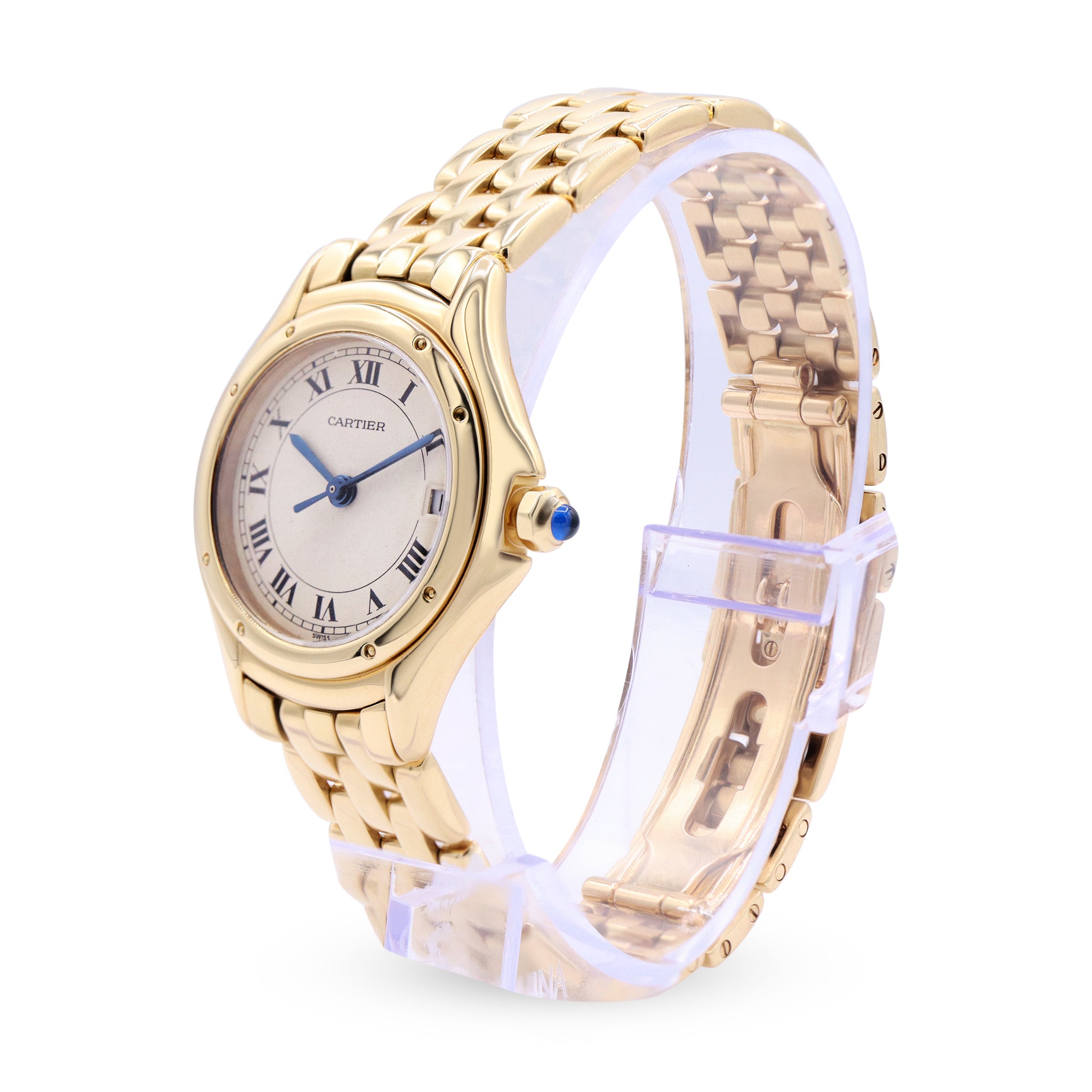 Sold-Cartier Swiss Gold Band, Off-White Dial Quartz 887906 002359