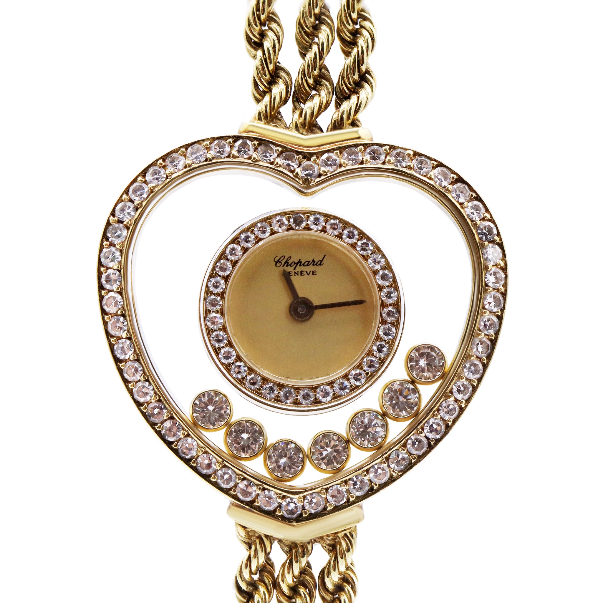 SOLD HAPPY DIAMONDS 18K YELLOW GOLD HEART SHAPE