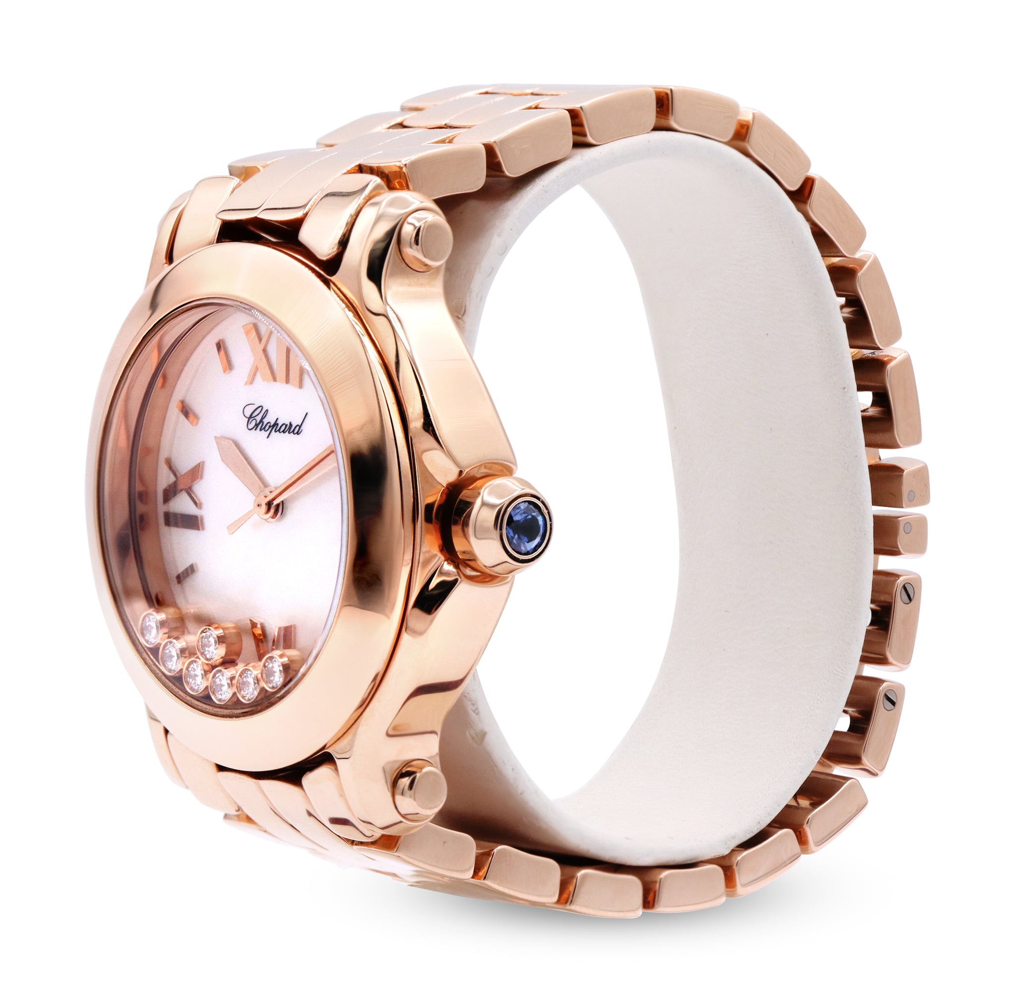 SOLD - HAPPY SPORT LADIES 18K ROSE GOLD, MOTHER OF PEARL DIAL