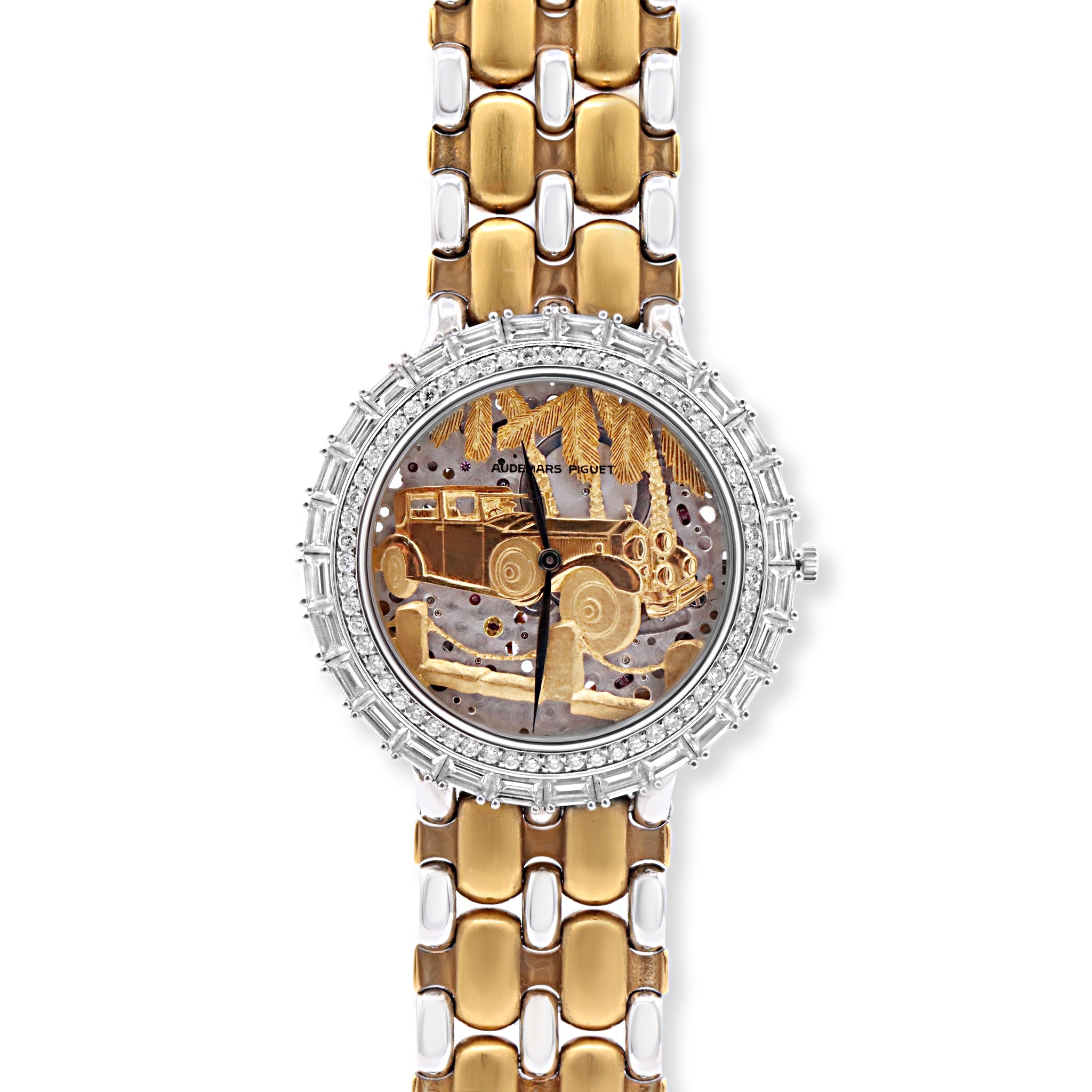 Rolls Royce Platinum and Gold with Baguette and Round Diamond Bezel