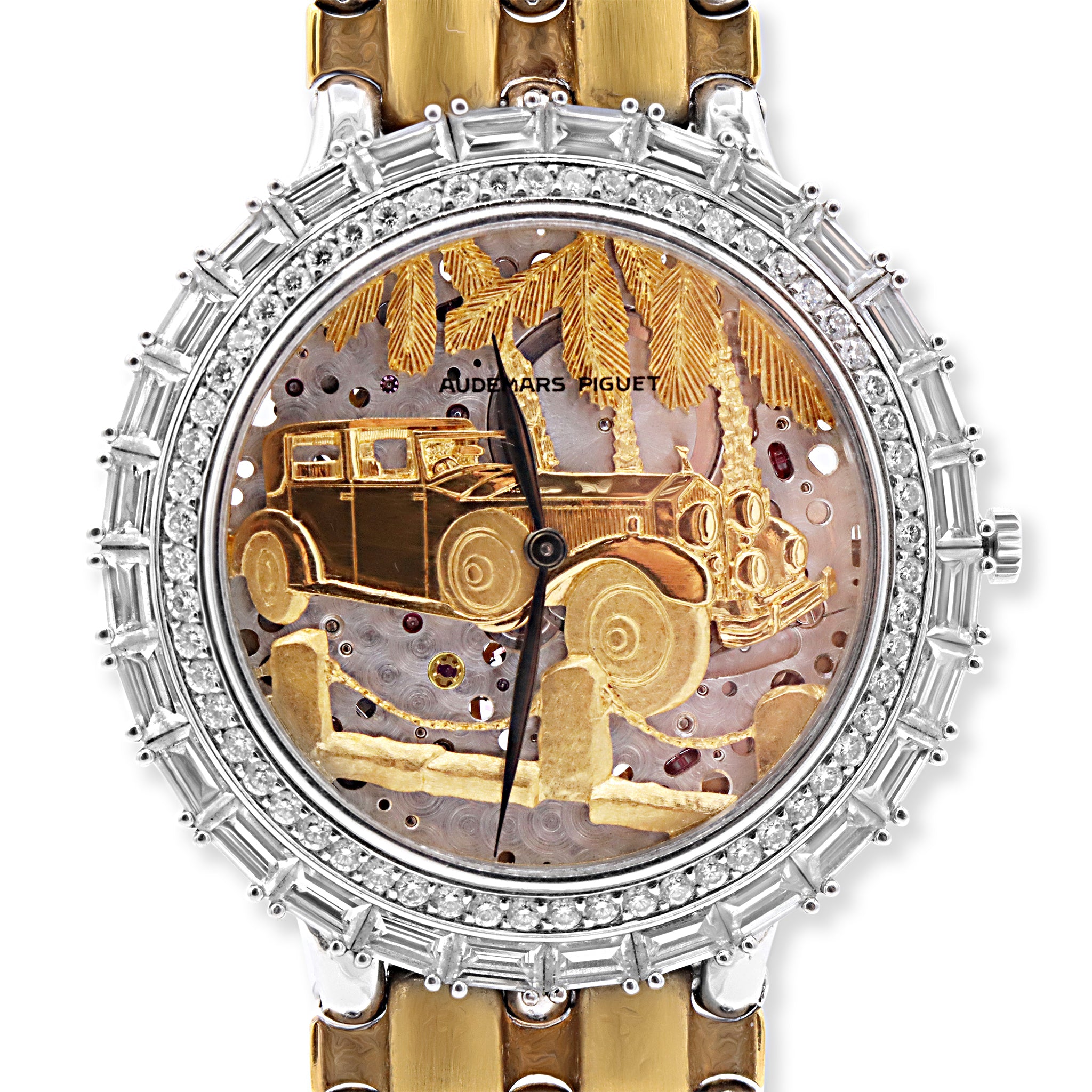 Rolls Royce Platinum and Gold with Baguette and Round Diamond Bezel