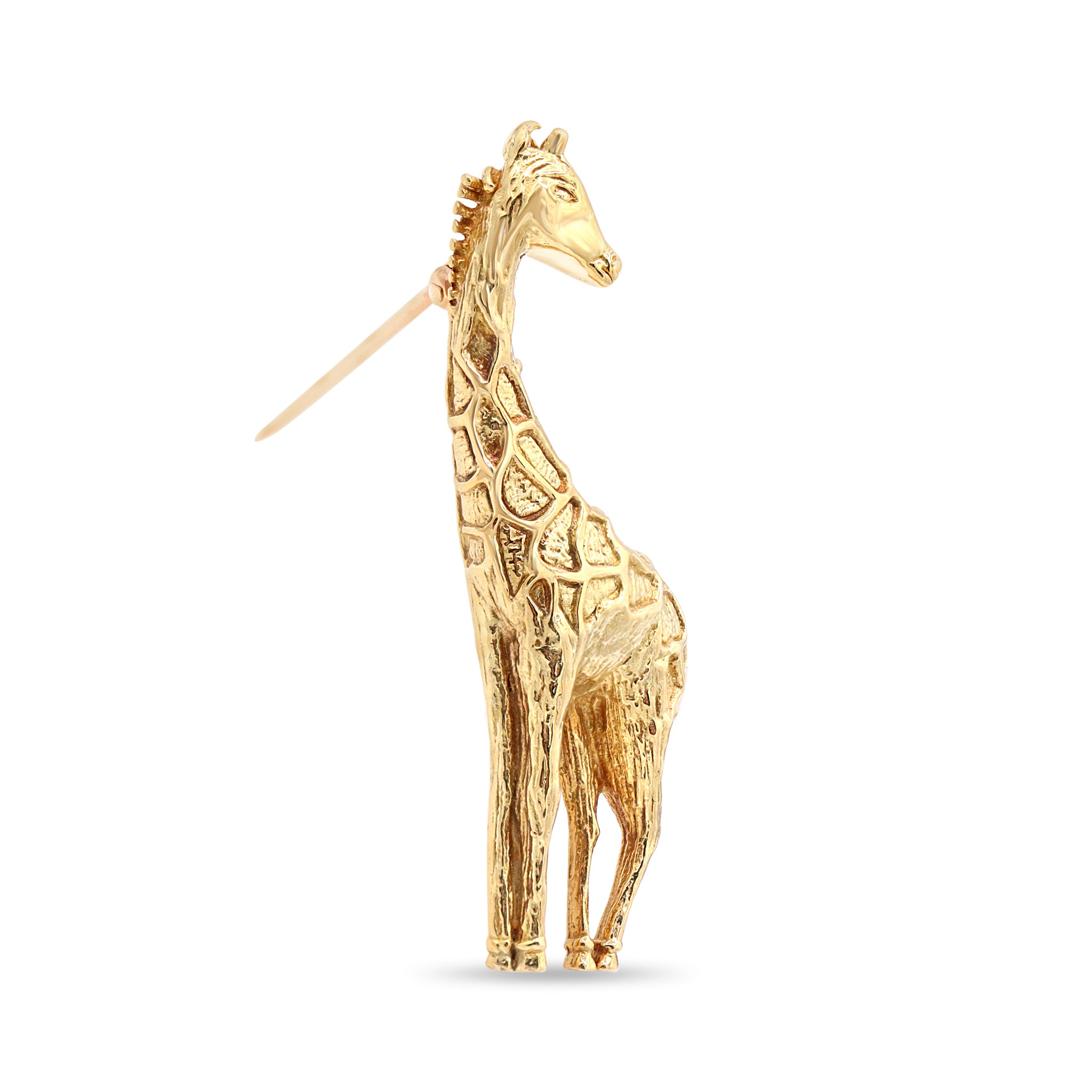 Textured Gold Giraffe Brooch in 18K
