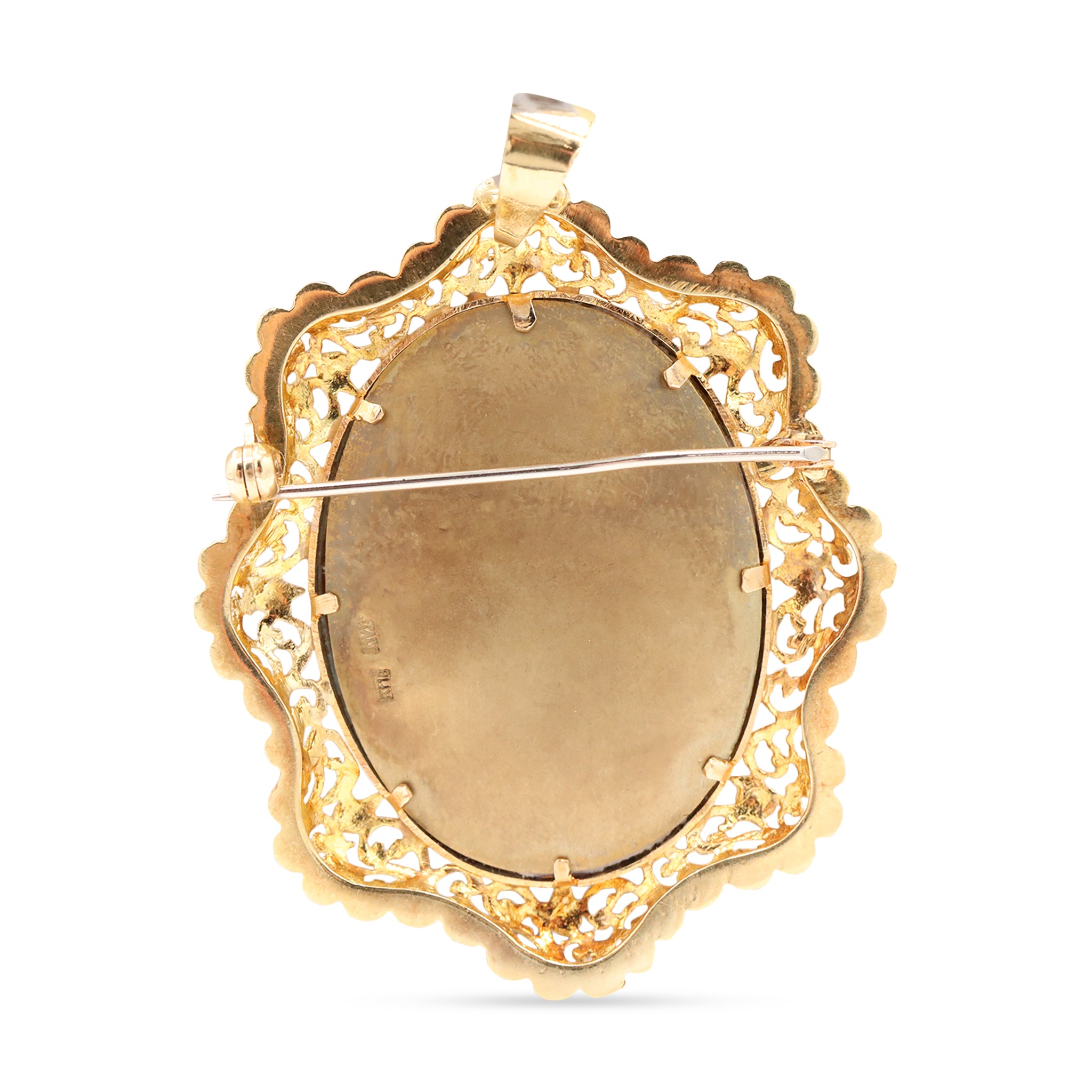 Regal Oval Portrait Brooch with Diamond Details
