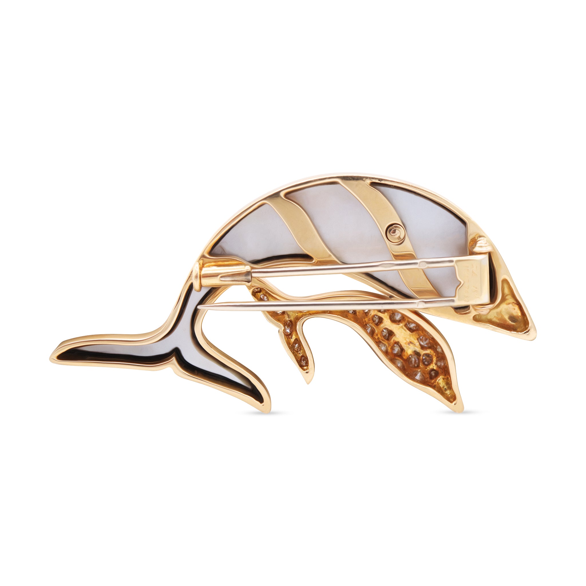 Mother & Calf Dolphin Diamond Brooch
