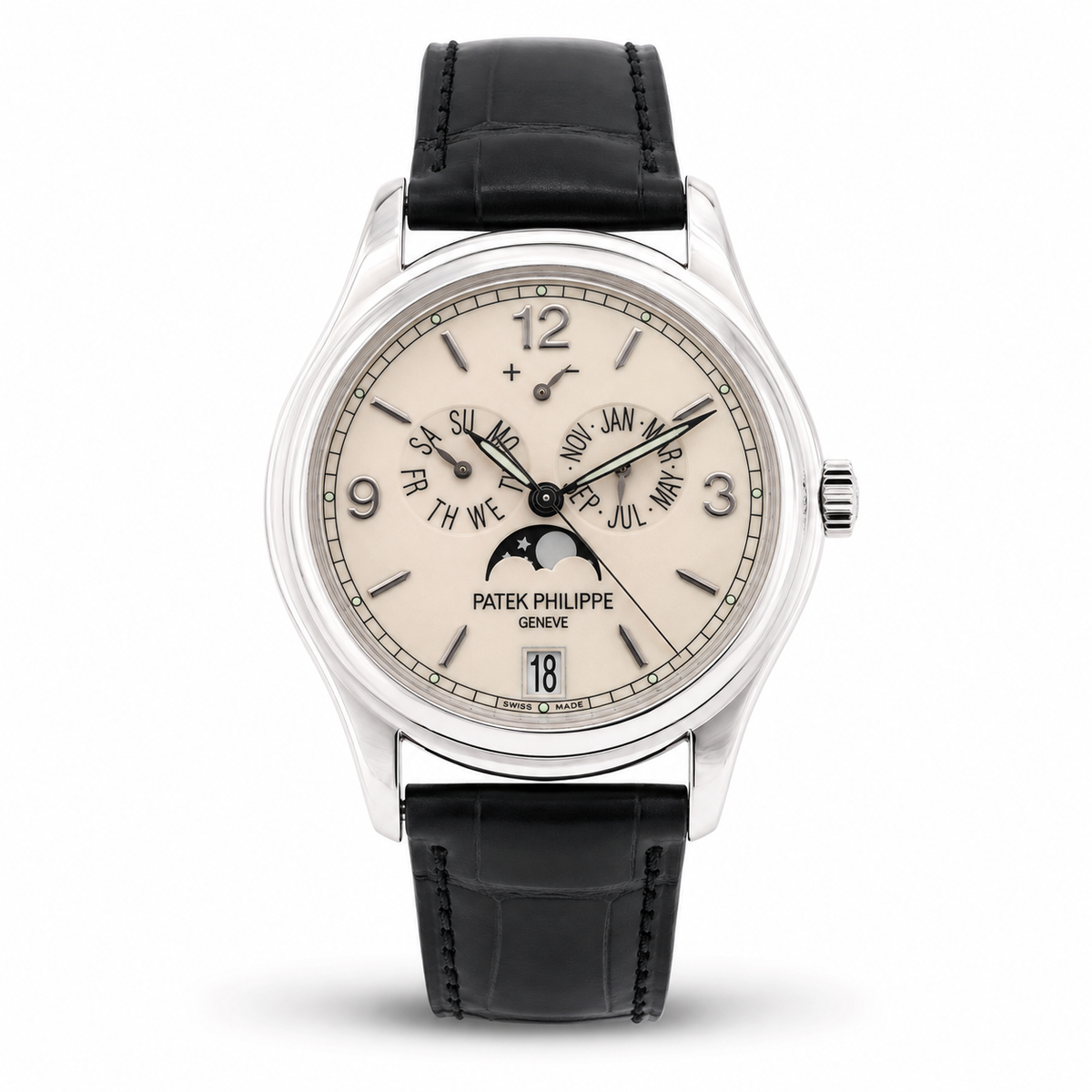 Patek Philippe Annual Calendar White Gold Silver Dial Moonphase