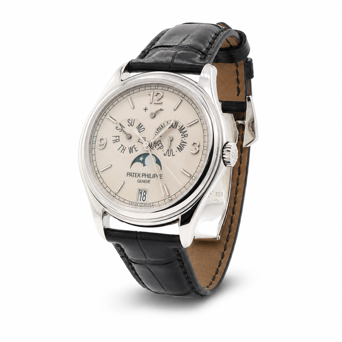 Patek Philippe Annual Calendar White Gold Silver Dial Moonphase