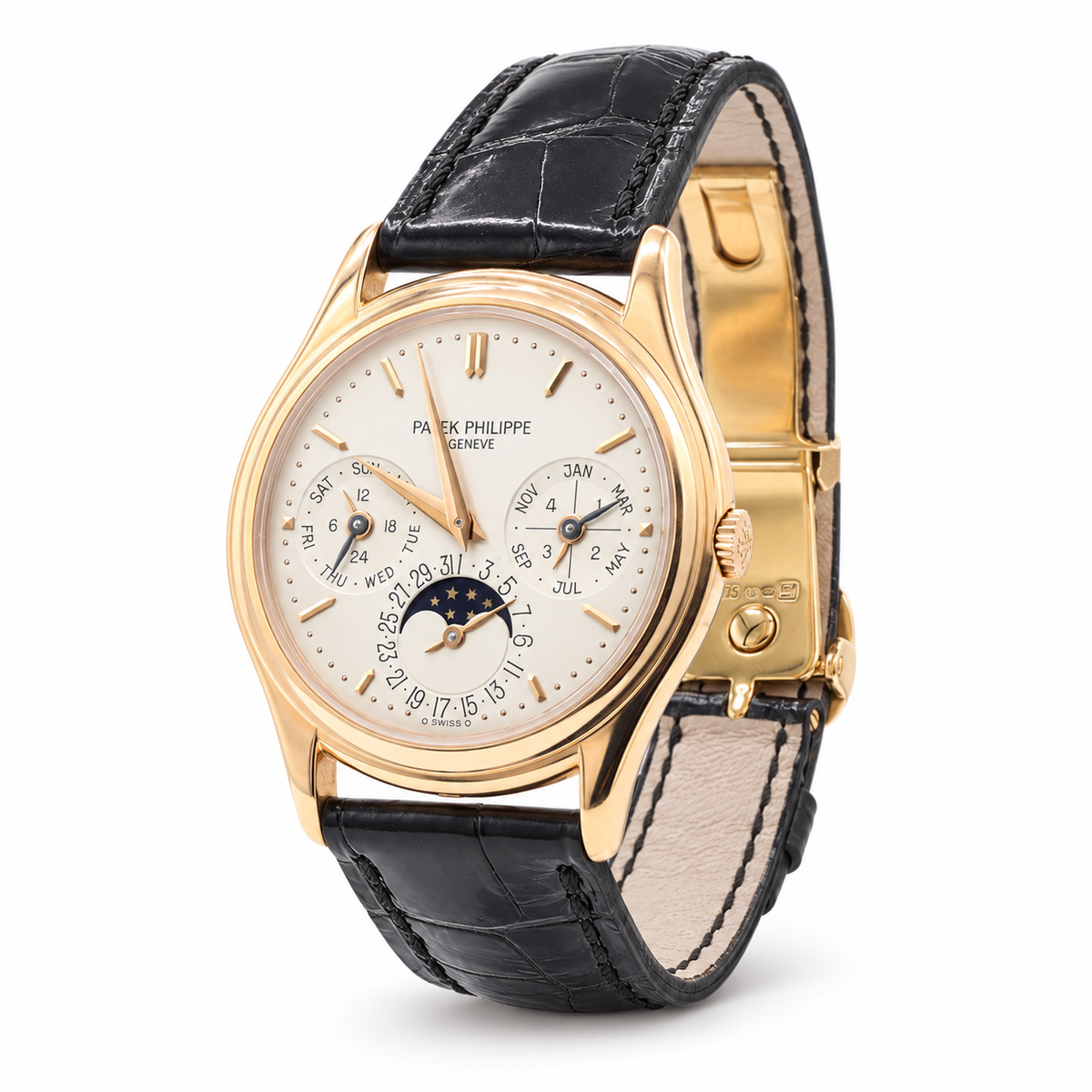 Patek Philippe Perpetual Calendar Yellow Gold Silver Dial Moonphase