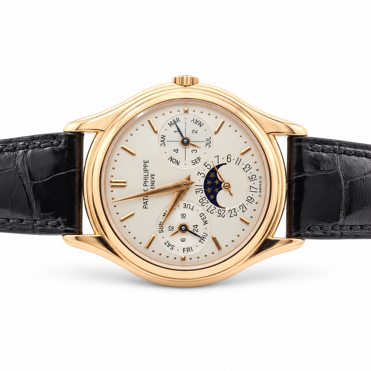 Patek Philippe Perpetual Calendar Yellow Gold Silver Dial Moonphase