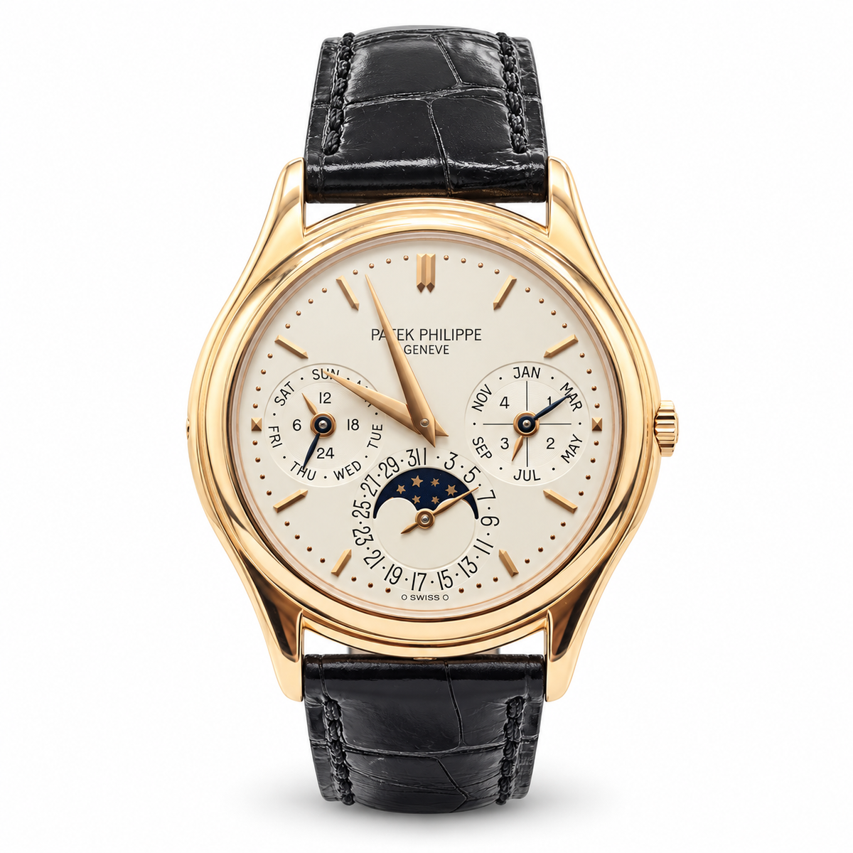 Patek Philippe Perpetual Calendar Yellow Gold Silver Dial Moonphase
