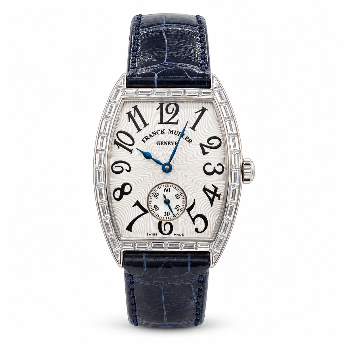 Franck Muller 7501 S6 BAG 18K White Gold Baguette Diamond Watch