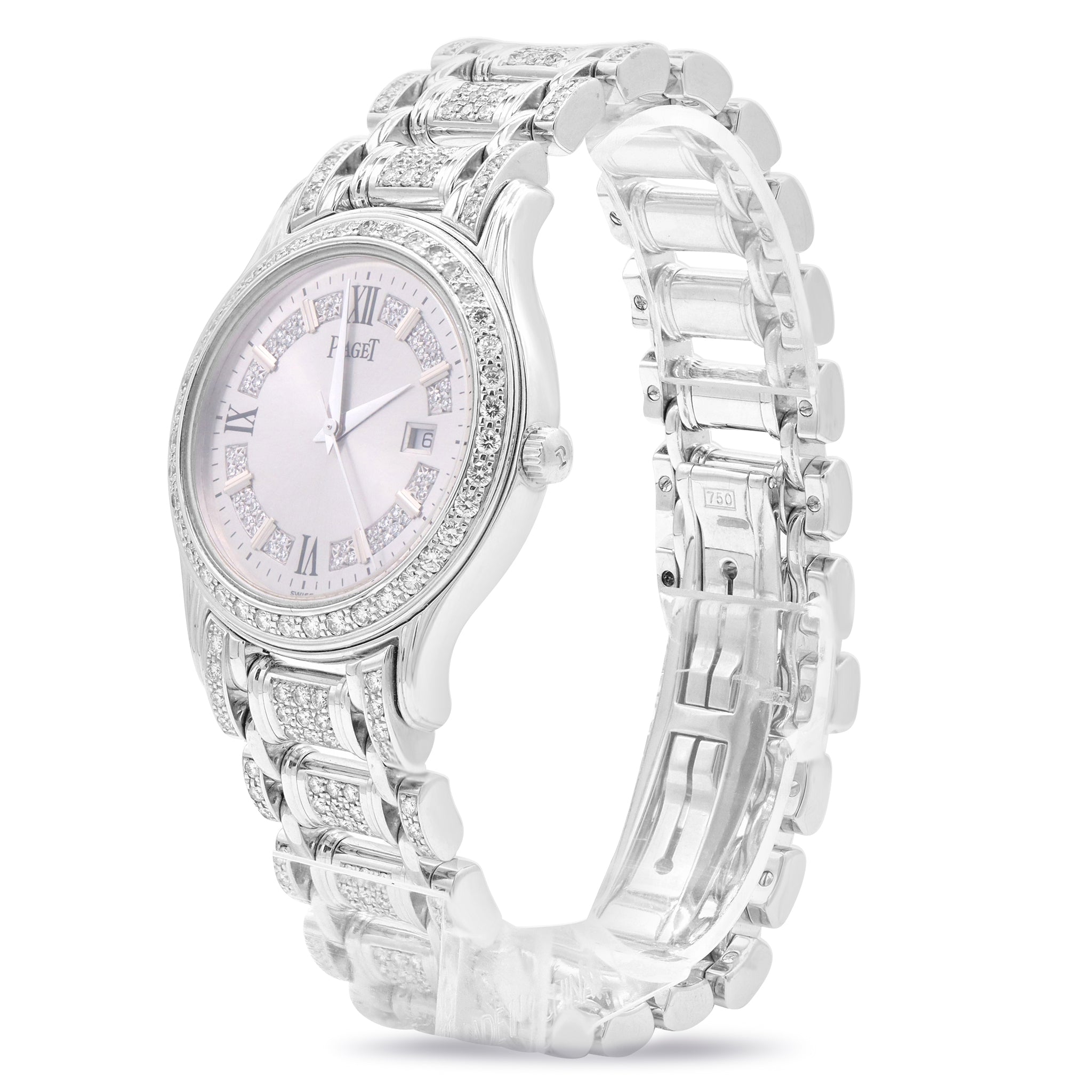 LADIES POLO 18K WHITE GOLD, SILVER/DIAMONDS DIAL