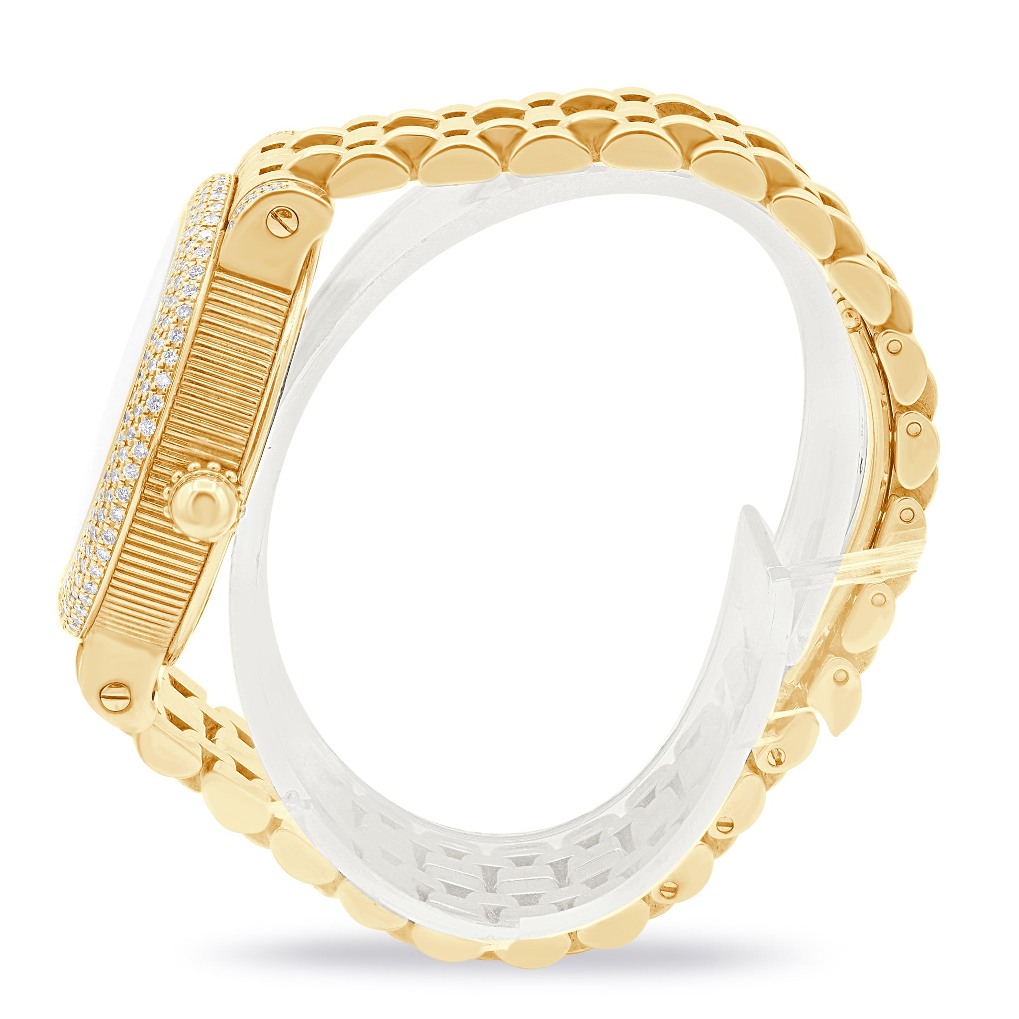 DIAMOND BEZEL YELLOW GOLD RETRO WATCH