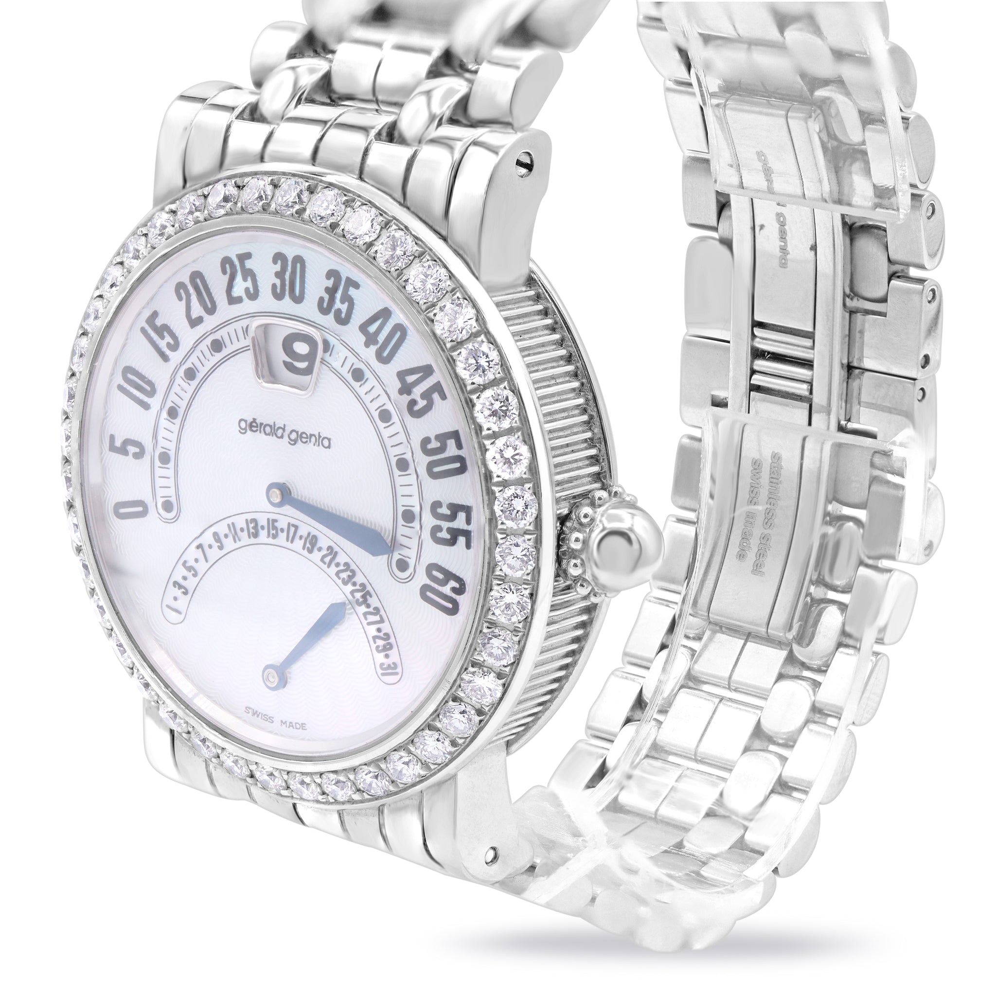 DIAMOND BEZEL JUMP HOUR RETRO WATCH