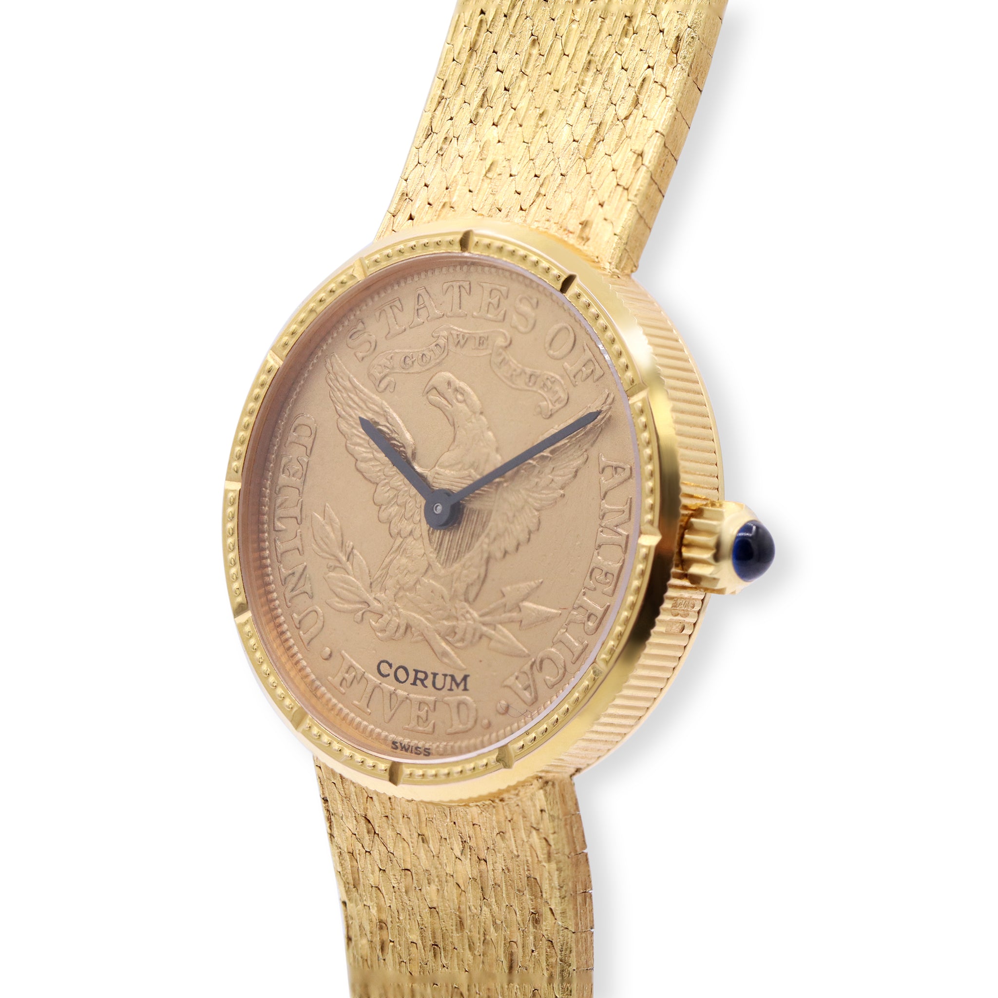Sold- Corum 22K Gold Yellow Coin Double Swiss U.S. Eagle Mesh Band