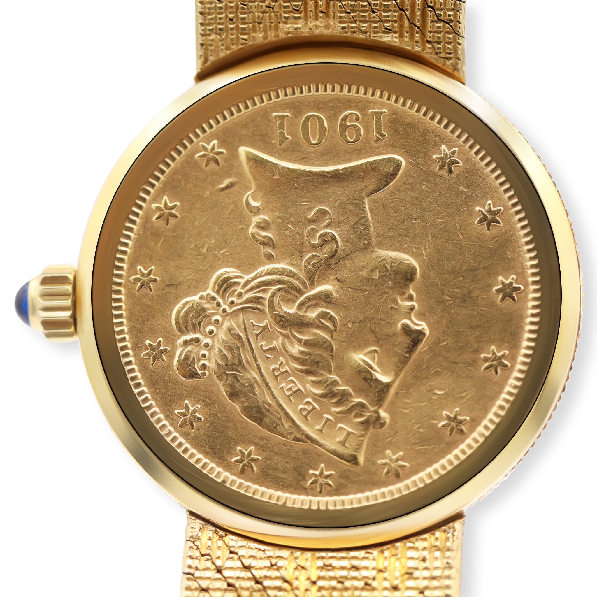 Sold- Corum 22K Gold Yellow Coin Double Swiss U.S. Eagle Mesh Band