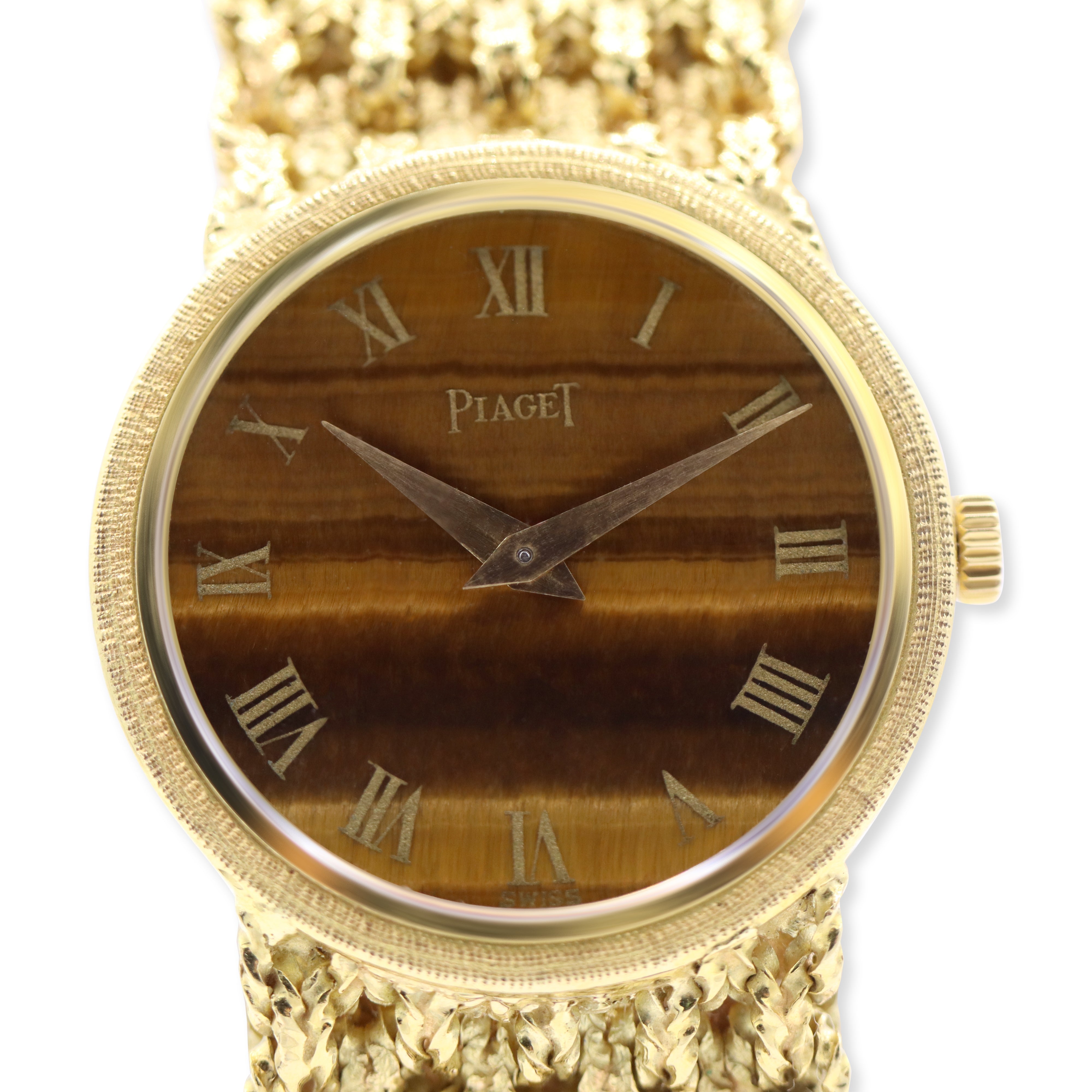 LADIES 18K YELLOW GOLD TIGER EYE DIAL