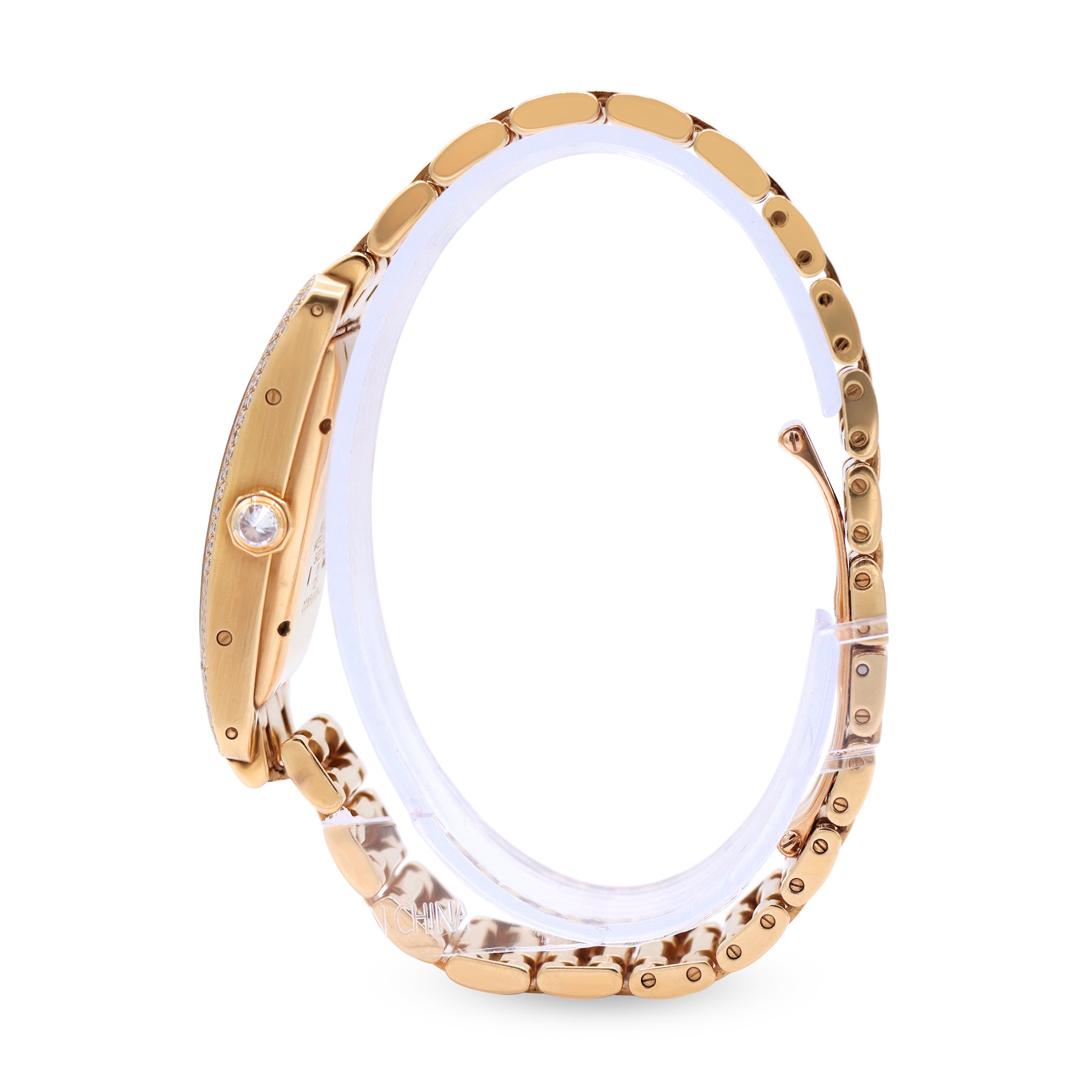 DUPLICATE- CARTIER TANK AMERICAINE 18K YELLOW GOLD LADIES DIAMOND BEZEL, WHITE DIAL