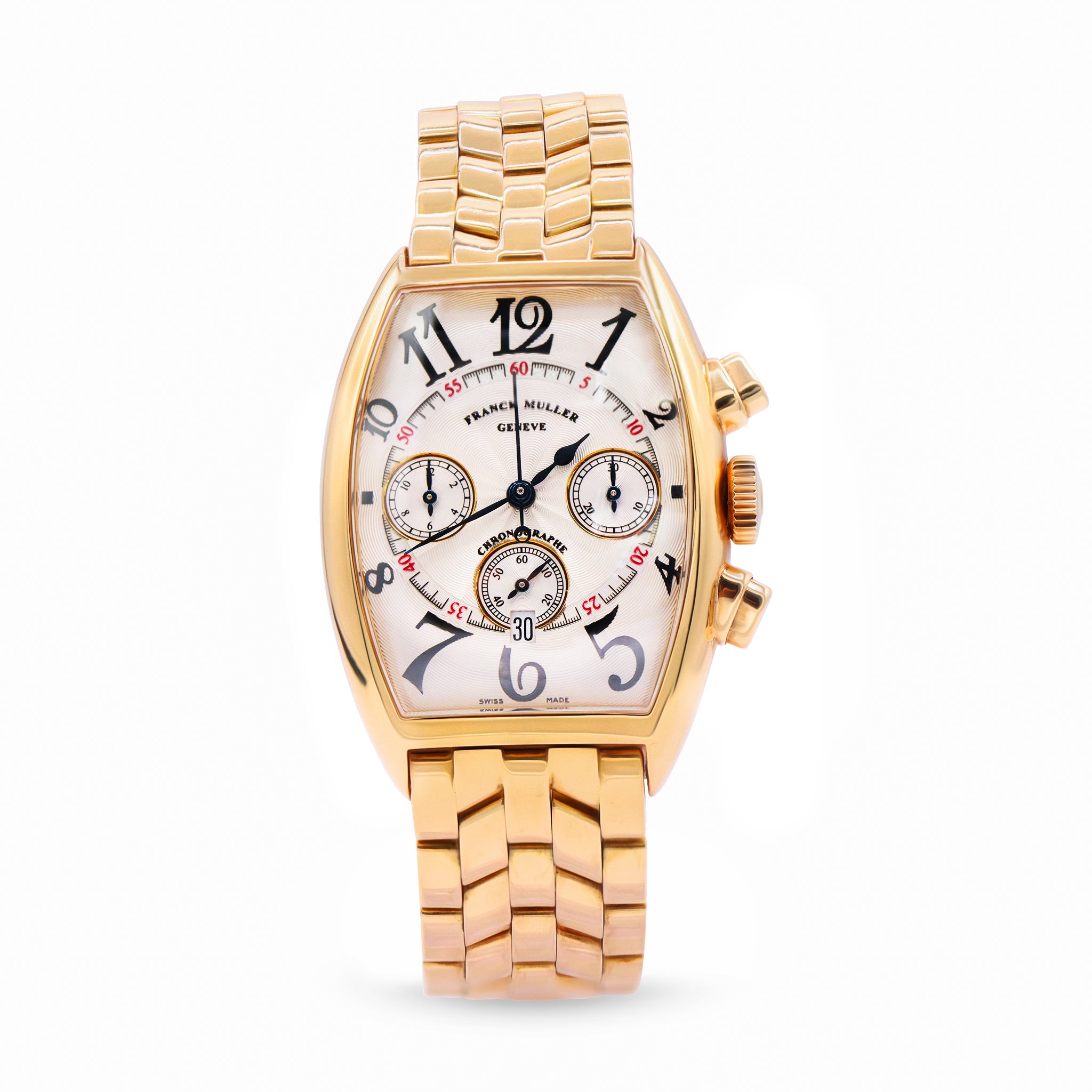 SOLD CASABLANCA MENS CHRONOGRAPH AUTOMATIC 18K YELLOW G SILVER DIAL