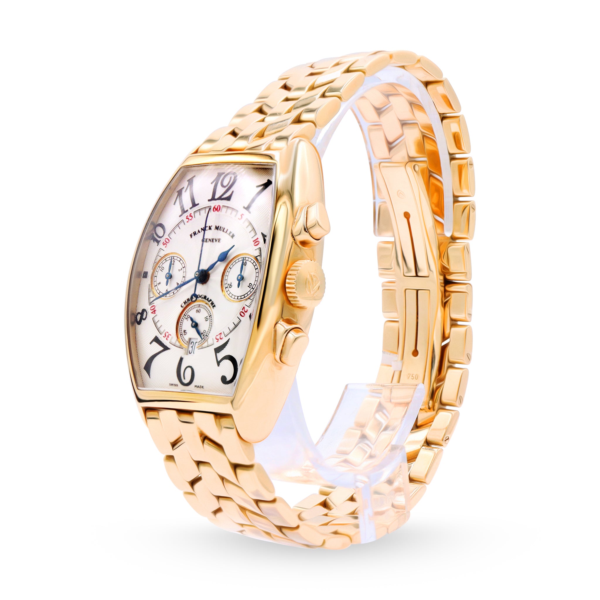 SOLD CASABLANCA MENS CHRONOGRAPH AUTOMATIC 18K YELLOW G SILVER DIAL
