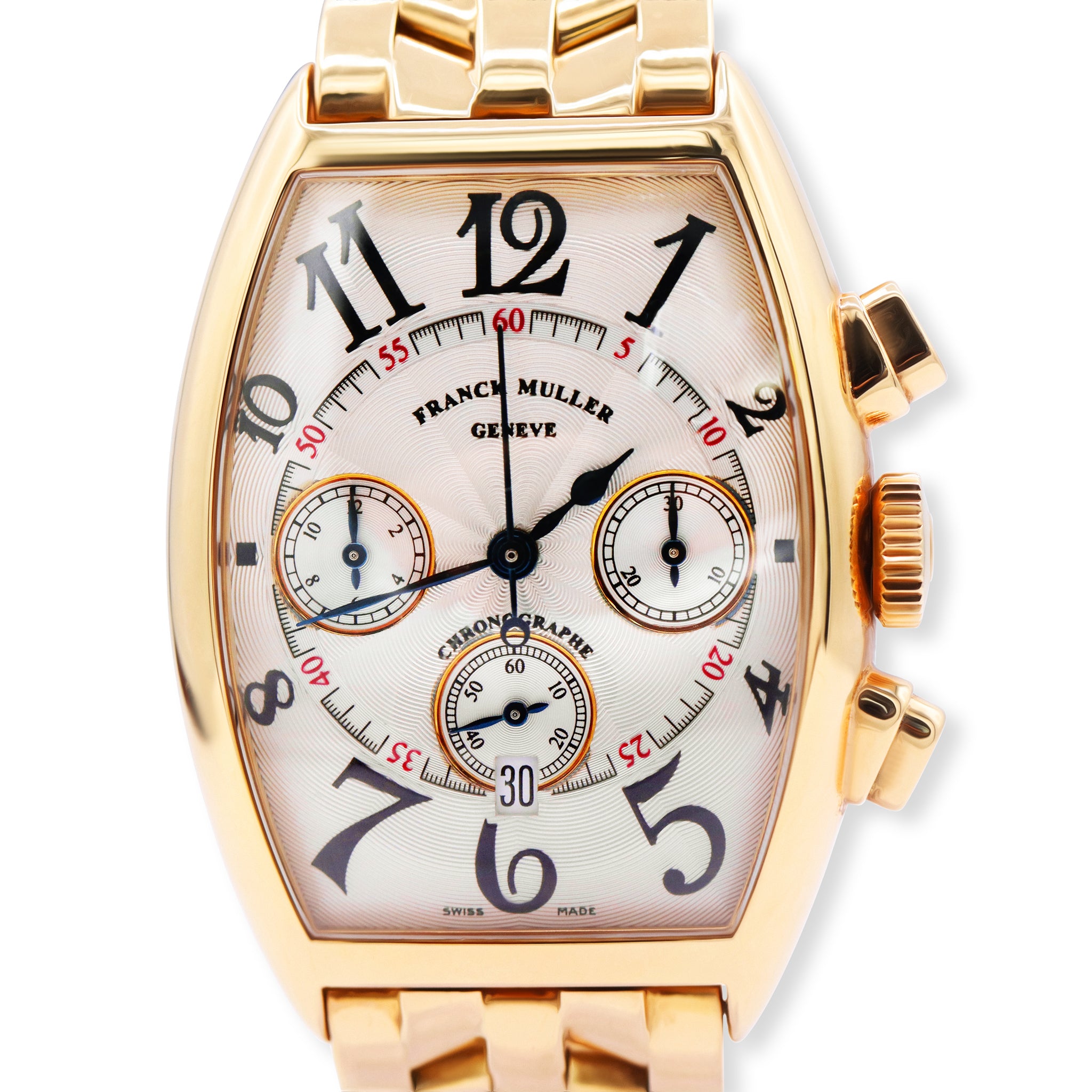 SOLD CASABLANCA MENS CHRONOGRAPH AUTOMATIC 18K YELLOW G SILVER DIAL