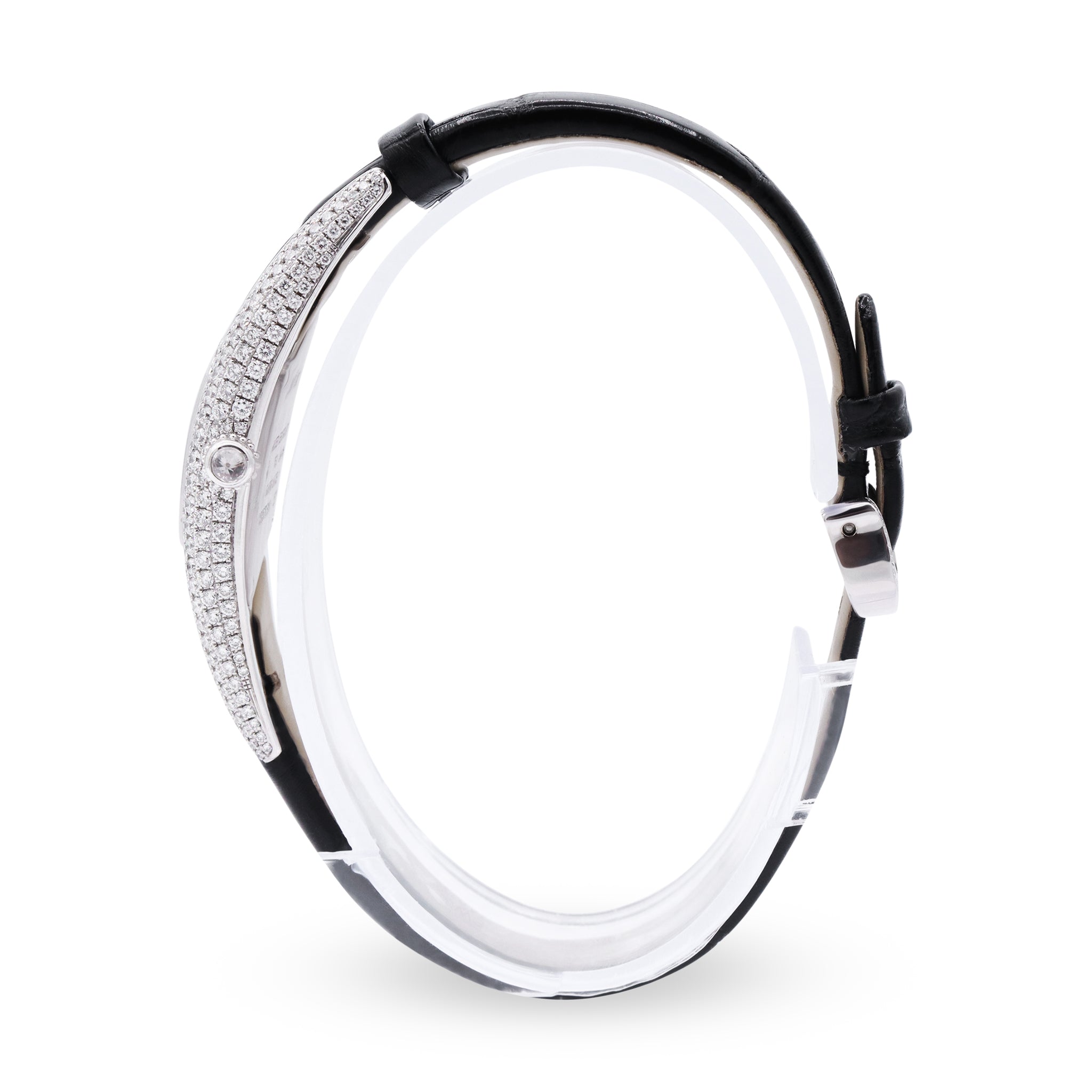 HIMALIA DIAMONDS LADIES 18K WHITE GOLD, BLACK DIAL