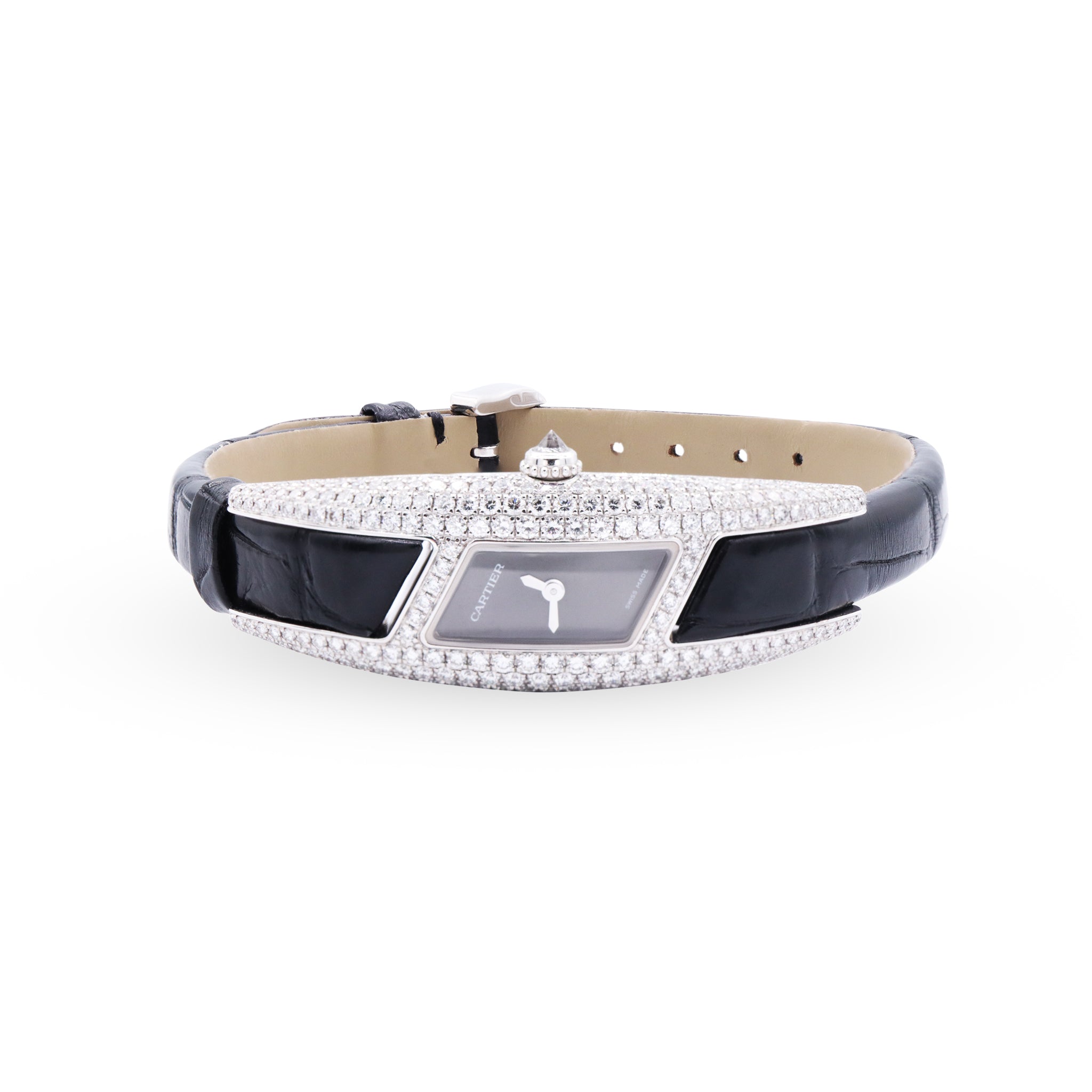 HIMALIA DIAMONDS LADIES 18K WHITE GOLD, BLACK DIAL