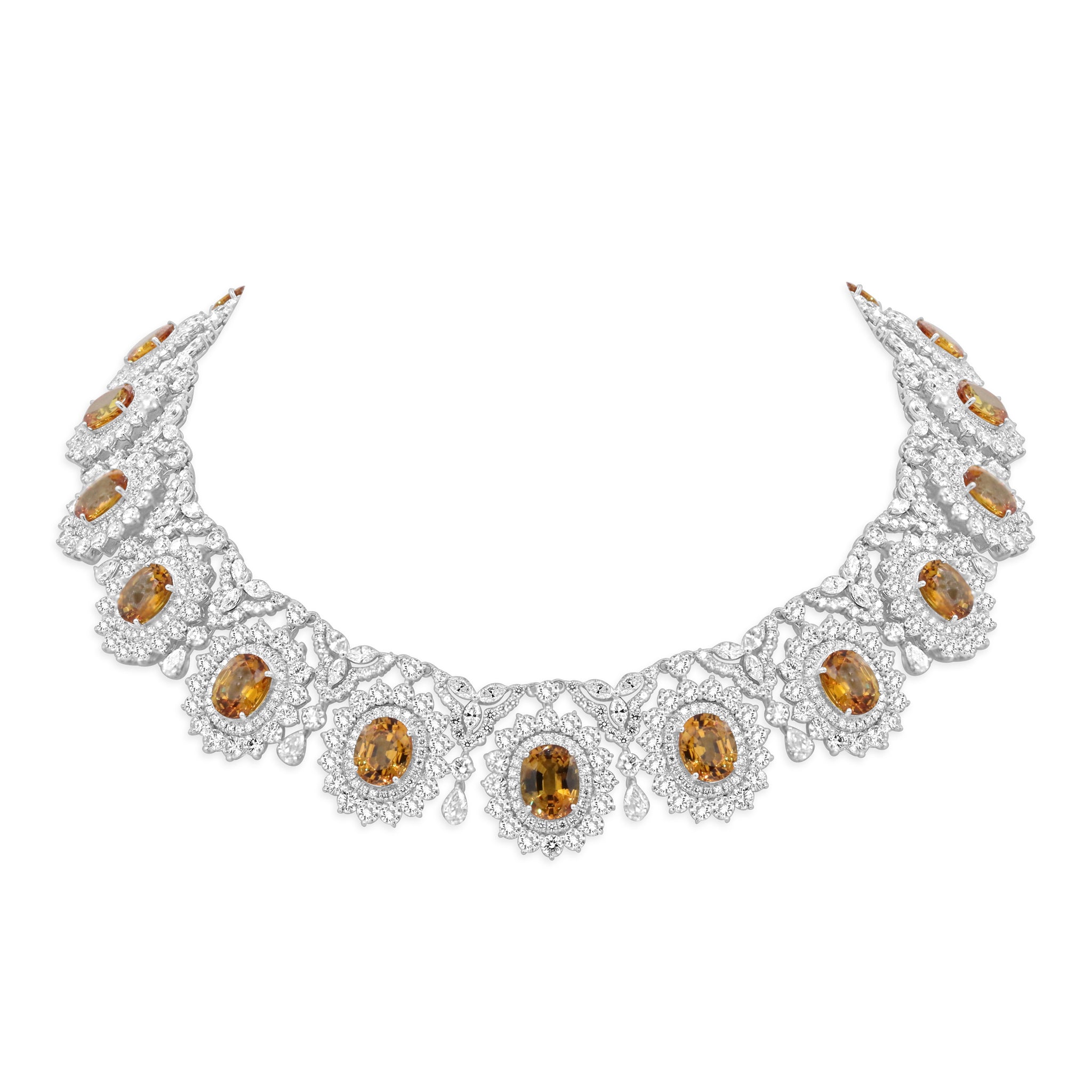 Yellow Sapphire and Diamond Necklace