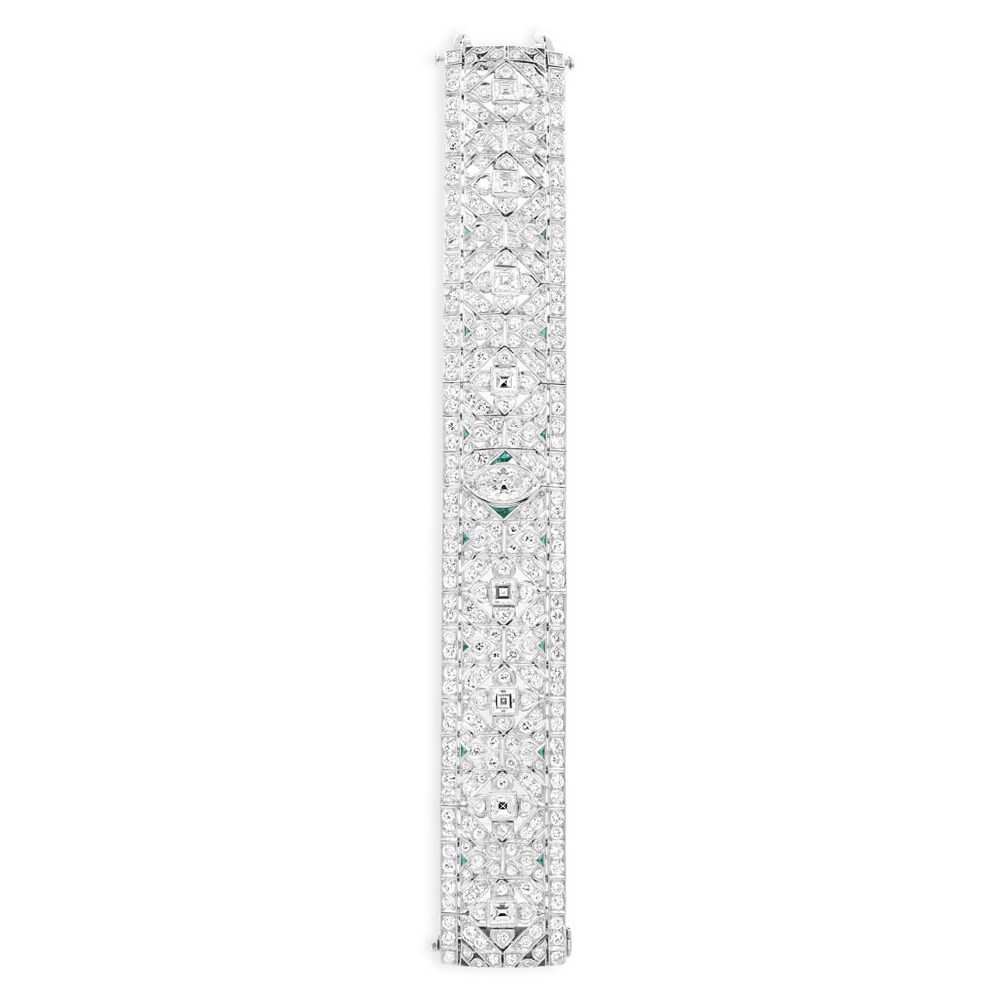 Art Deco Diamond & Emerald Bracelet
