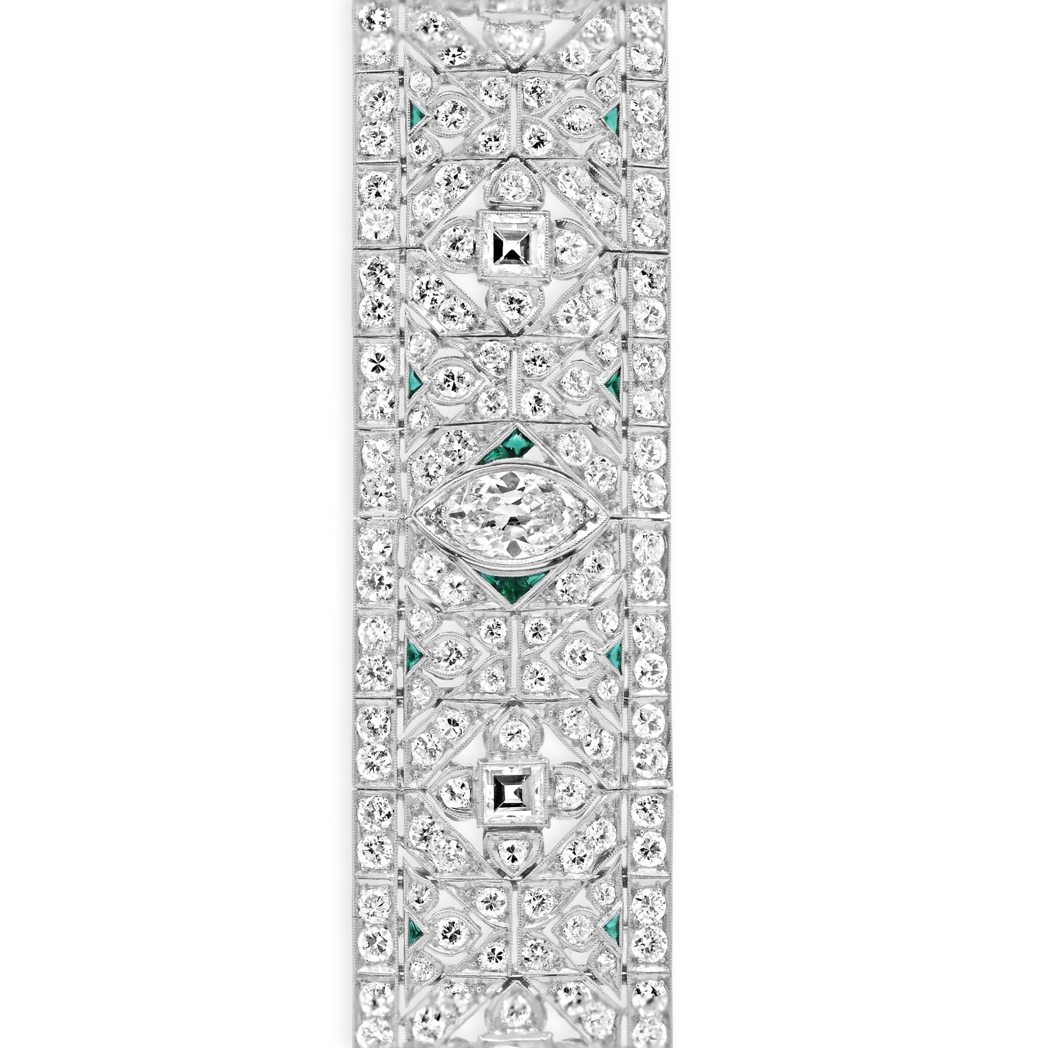 Art Deco Diamond & Emerald Bracelet