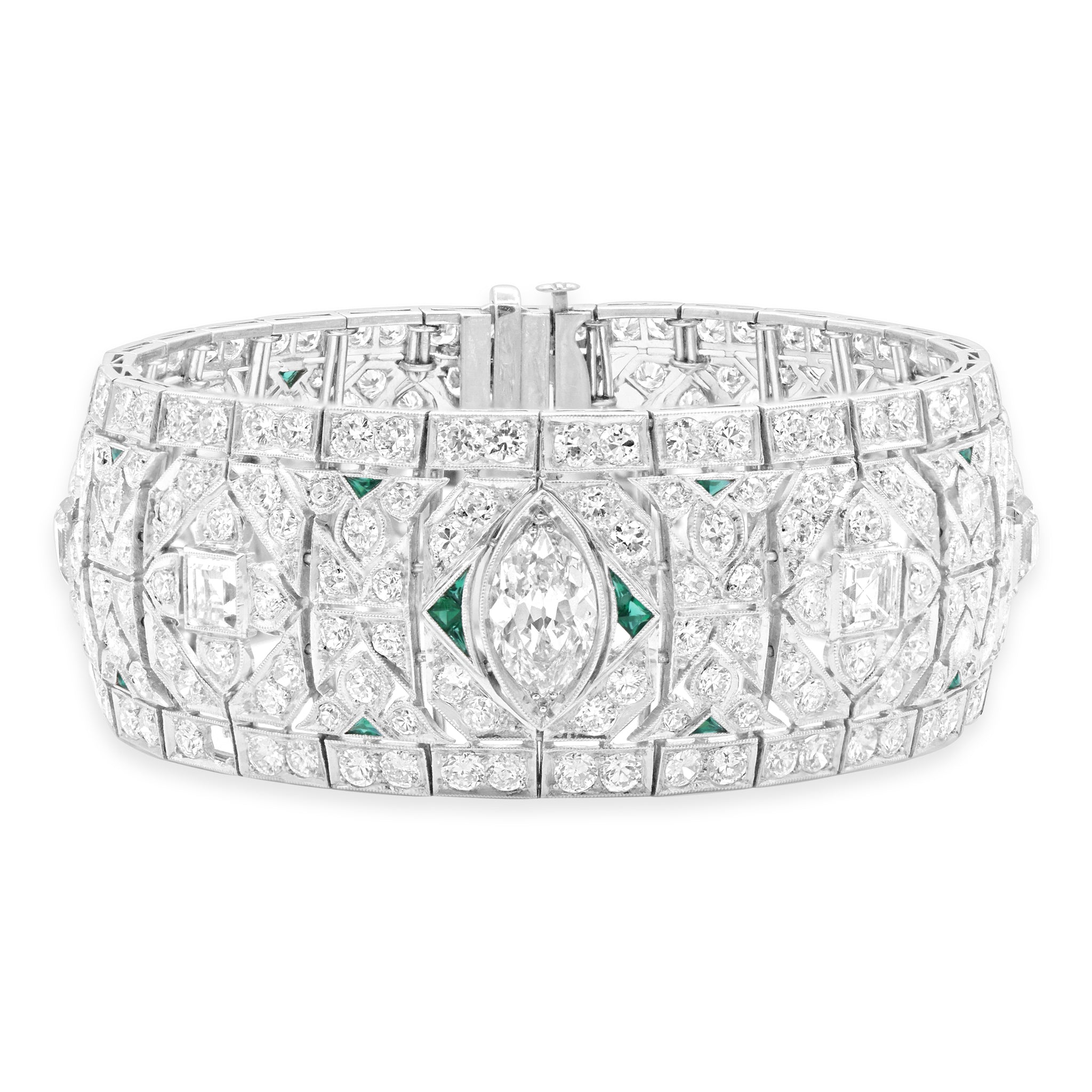 Art Deco Diamond & Emerald Bracelet