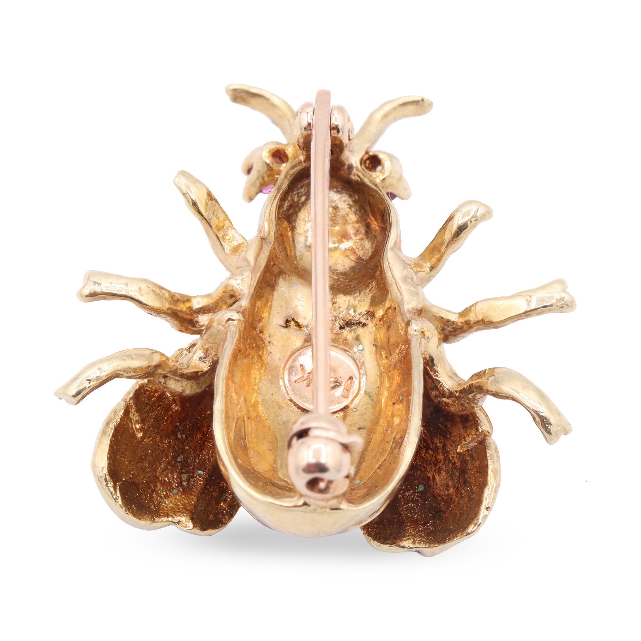 Colorful Enamel Beetle Brooch in 18K Gold