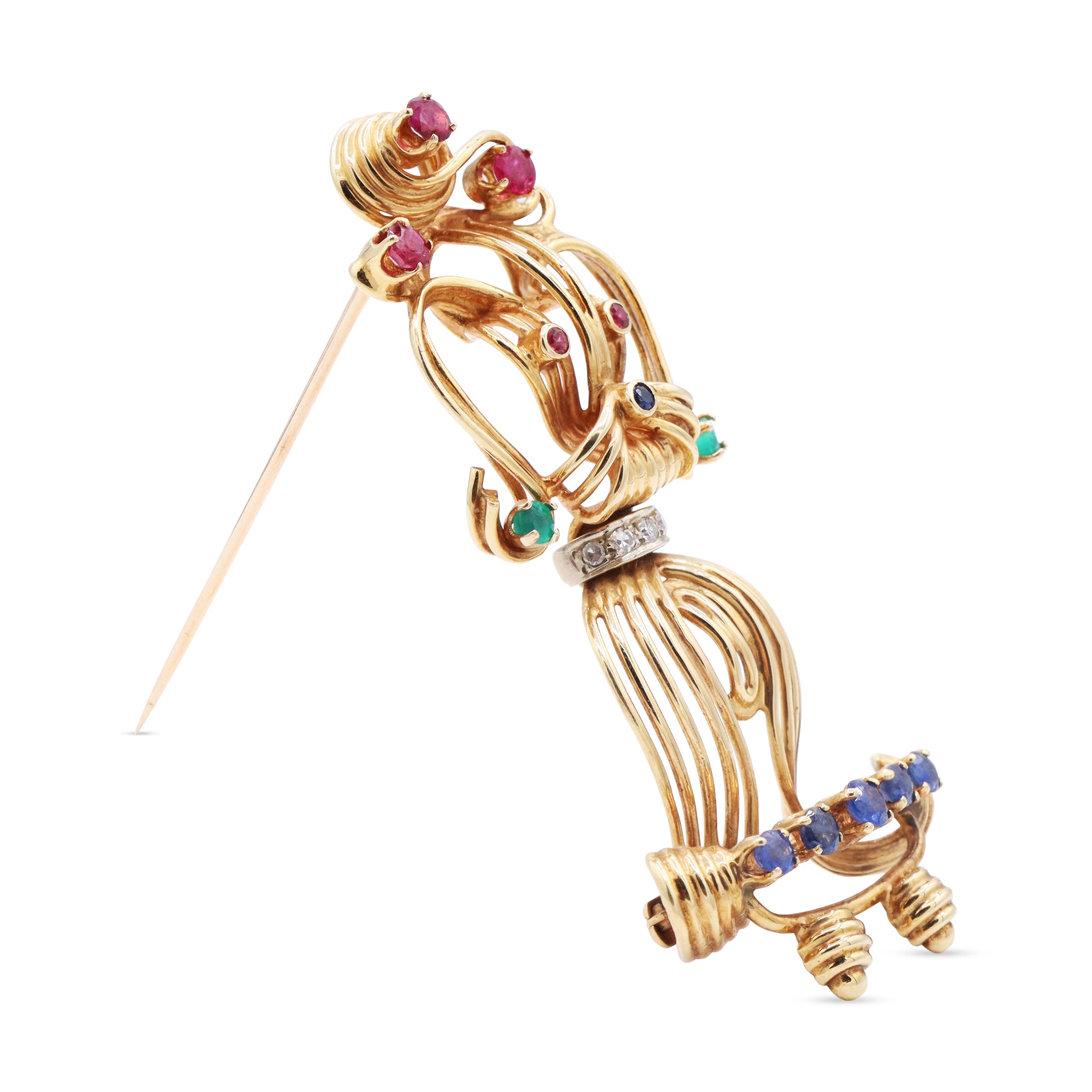 Gold Poodle Brooch with Gemstones