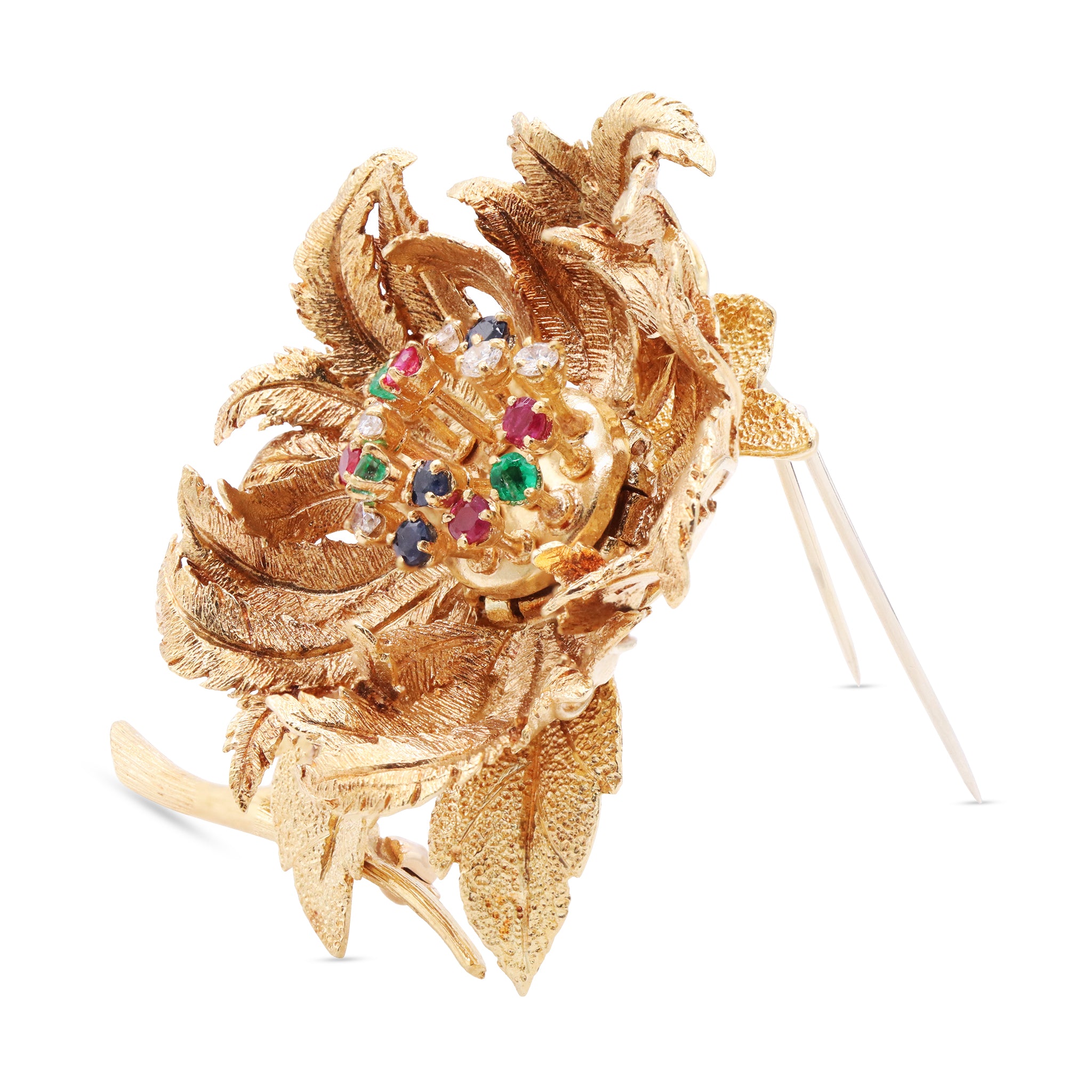 Blossoming Gemstone Flower Brooch