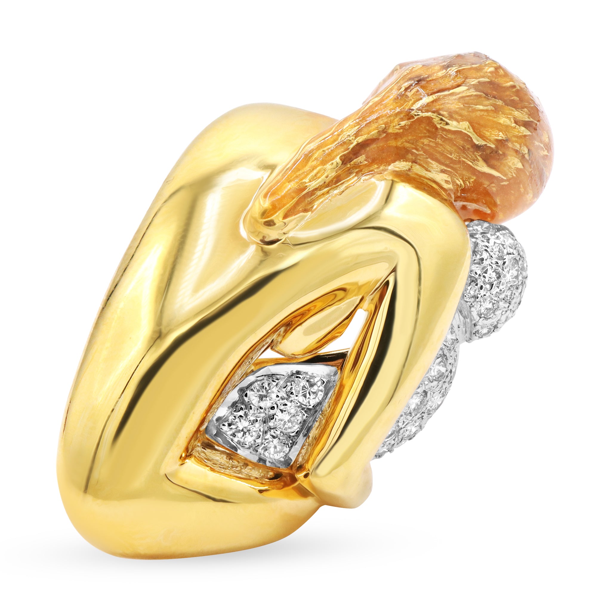 Mother and Child Brooch in Gold and Diamonds