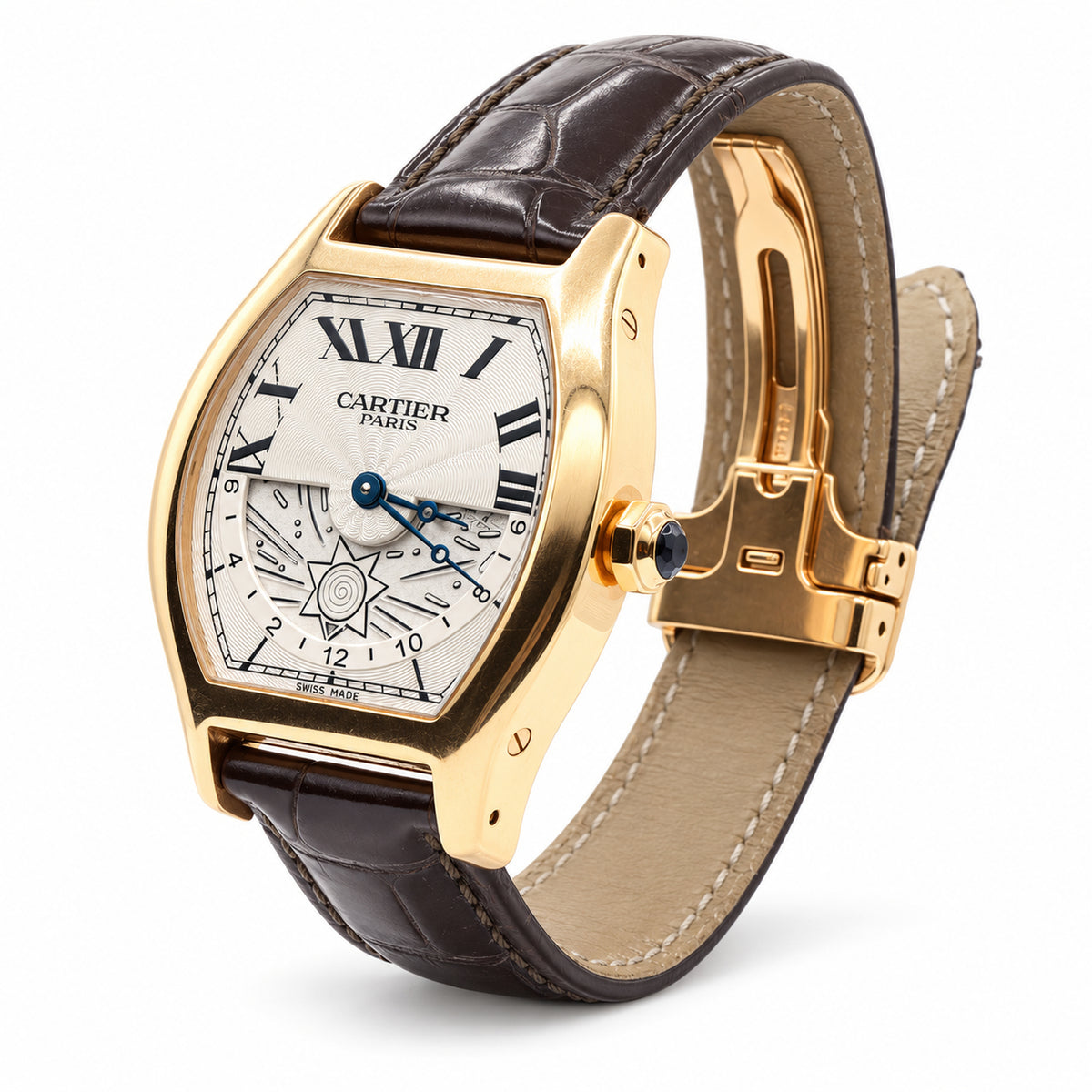 Cartier Tortue XL Jour et Nuit 18K Rose Gold angled view
