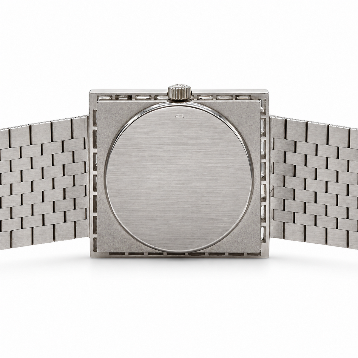 Patek Philippe square diamond-set watch rear view