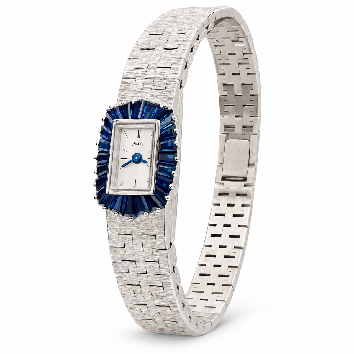 Piaget Ref. 1311 A6 sapphire halo bracelet watch angled view