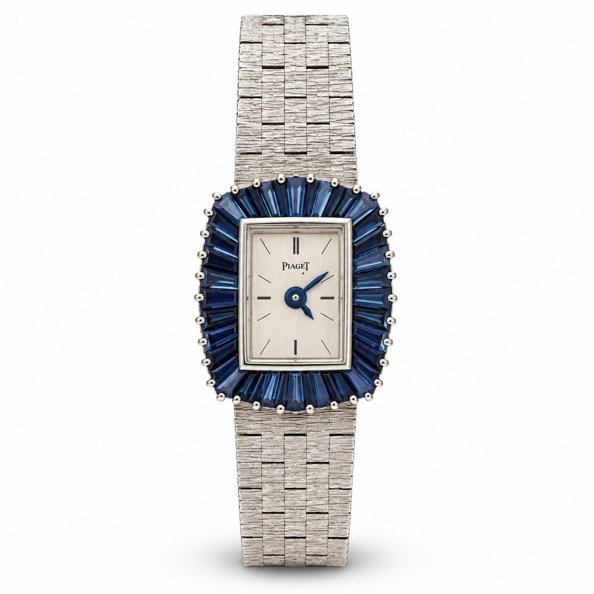 Piaget Ref. 1311 A6 sapphire halo bracelet watch front view