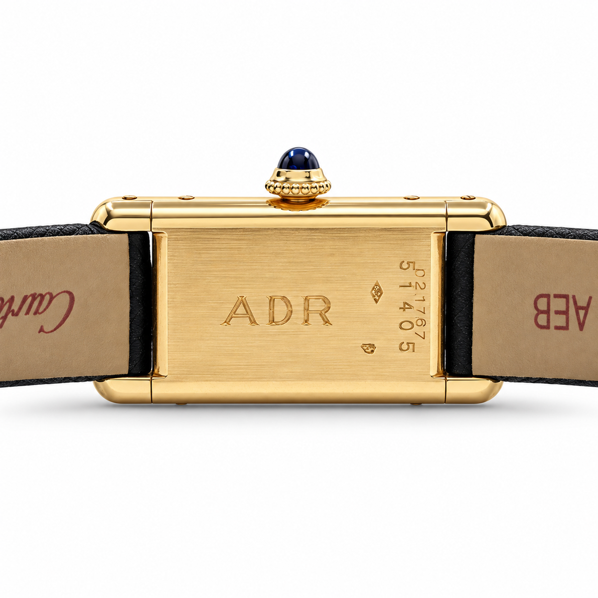 Vintage Cartier Paris 18K Yellow Gold Rectangular Watch caseback